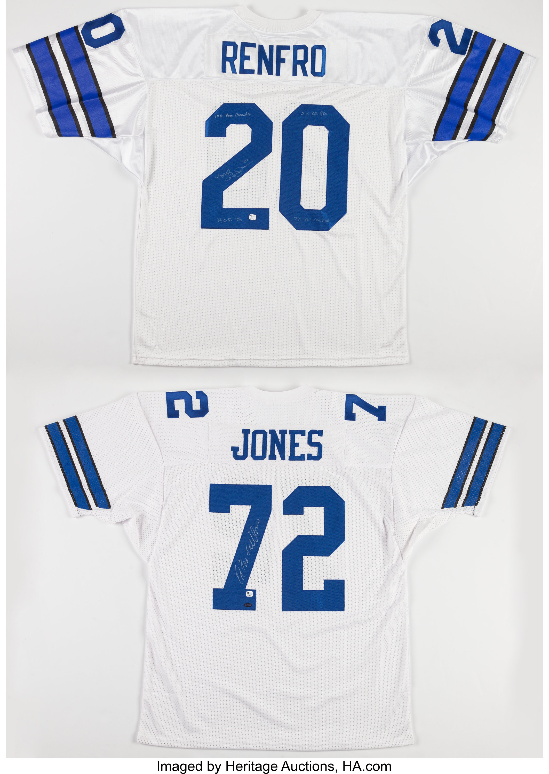 Mel Renfro and Ed Too Tall Jones Signed Dallas Cowboys Jerseys, Lot #42179