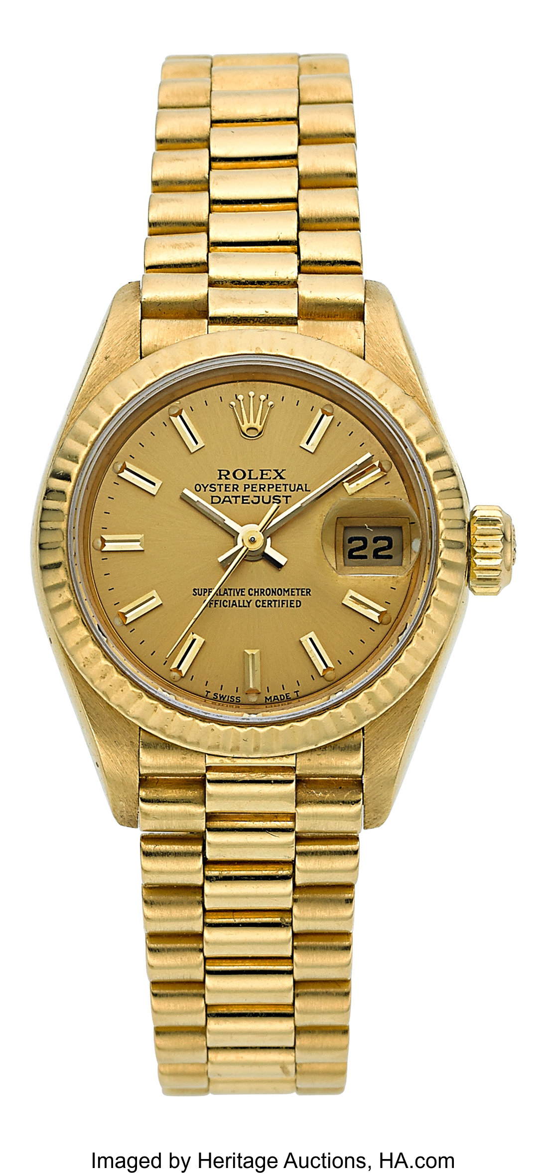 Sold at Auction: A Rolex Vintage Oyster Perpetual Datejust Gold