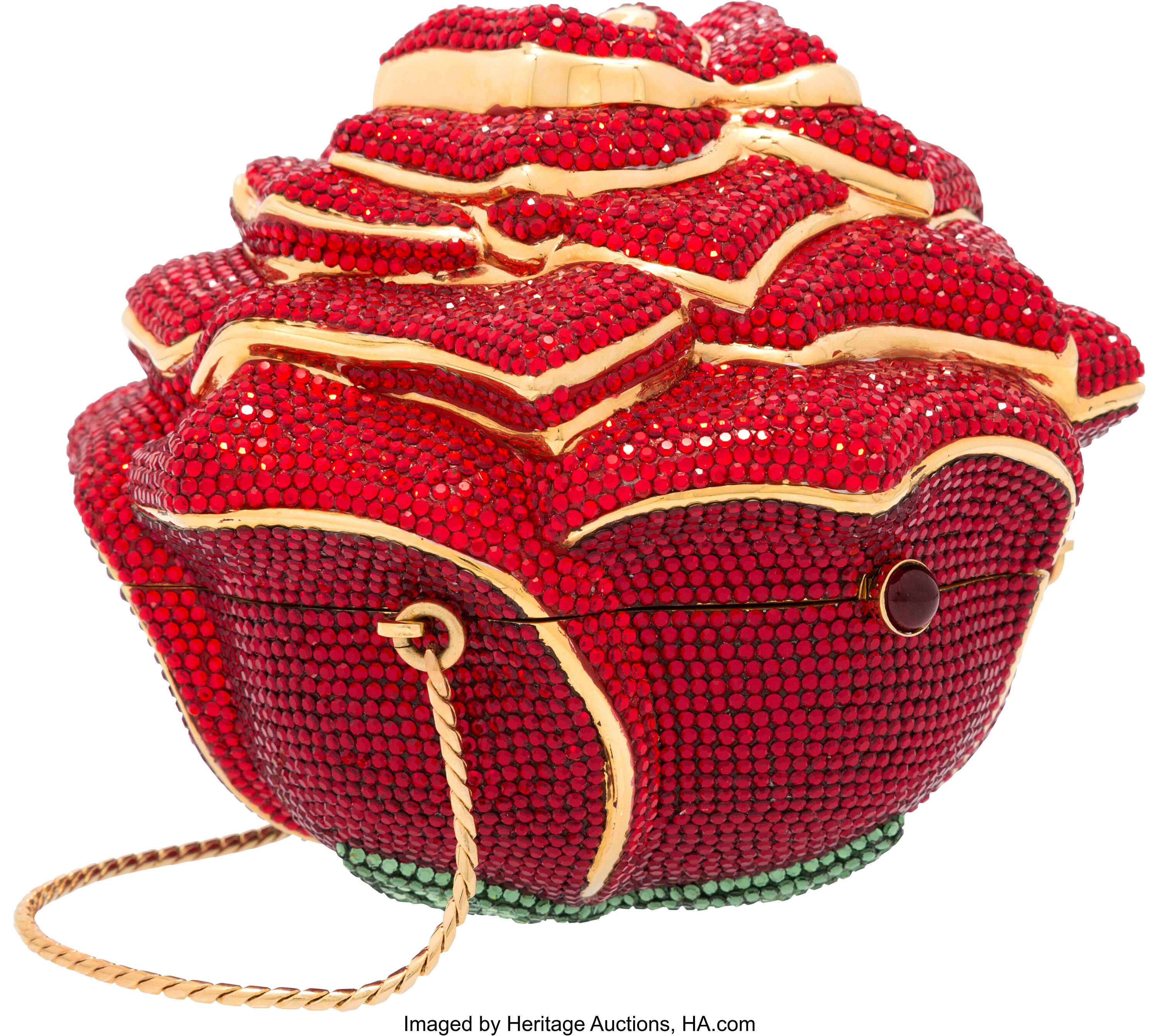 Sold at Auction: Judith Leiber Full Bead Red Crystal Rose