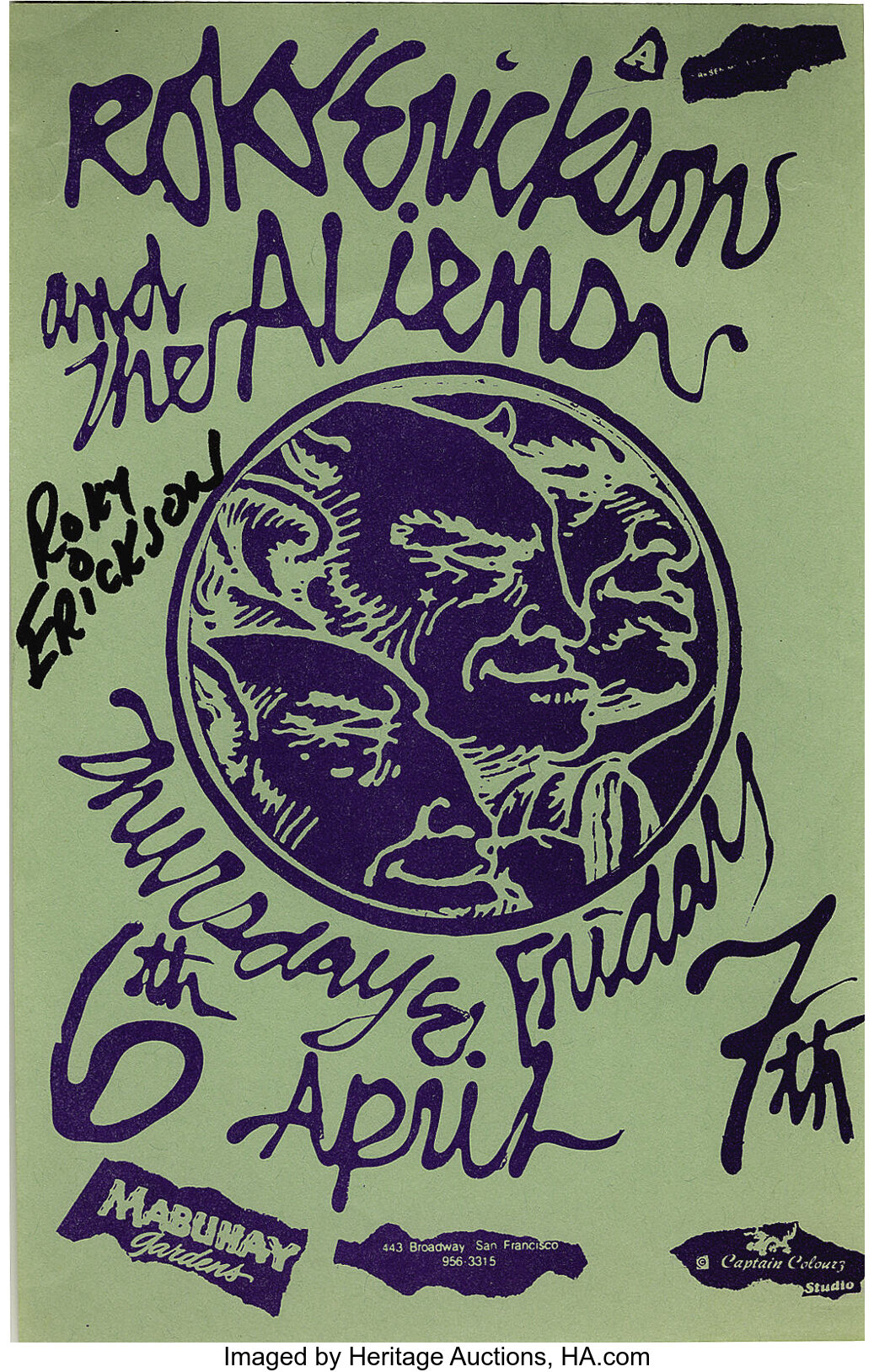 Roky Erickson And The Aliens Signed Handbill 1989 Psychedelic
