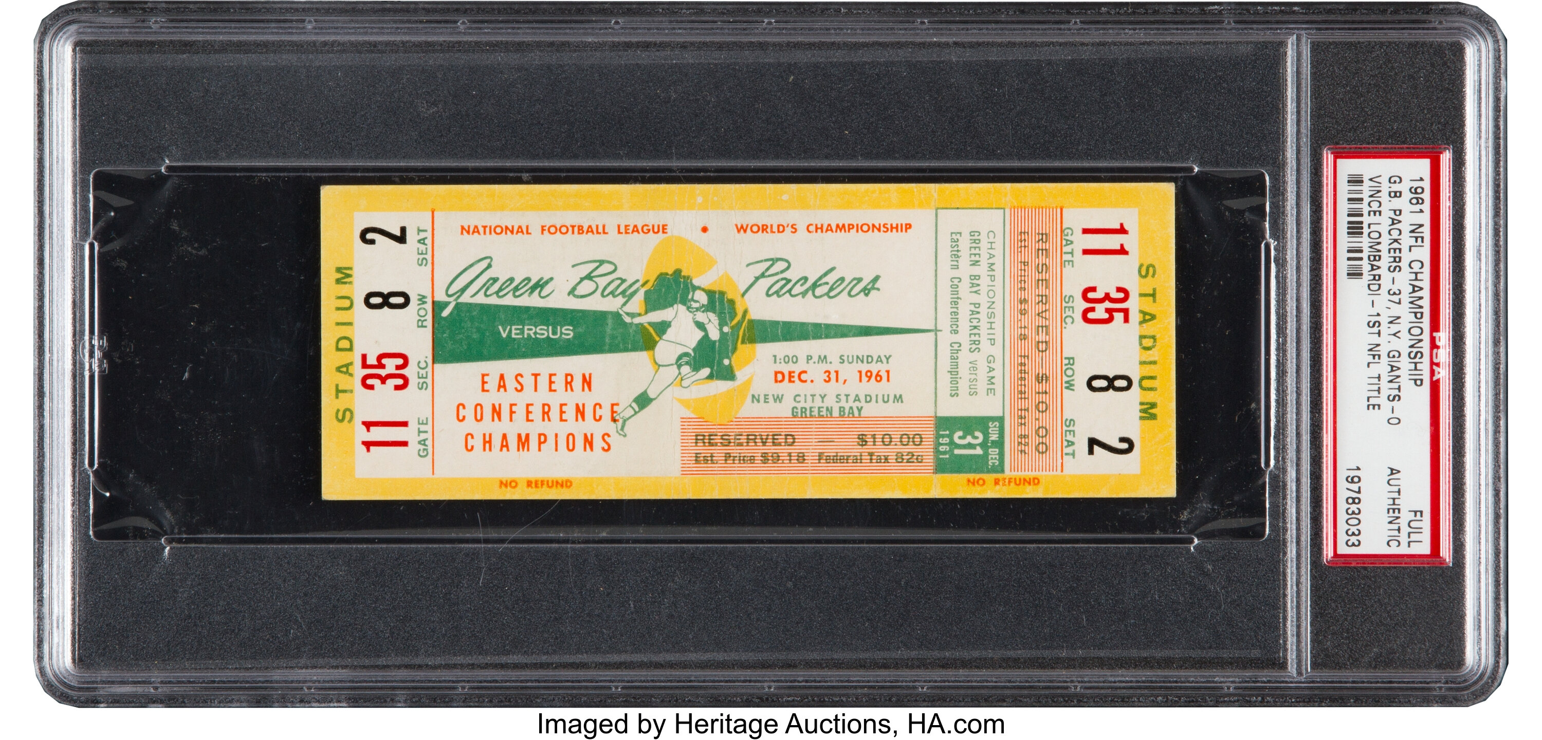 1961 NFL Championship Green Bay Packers vs. New York Giants Ticket, Lot  #42193