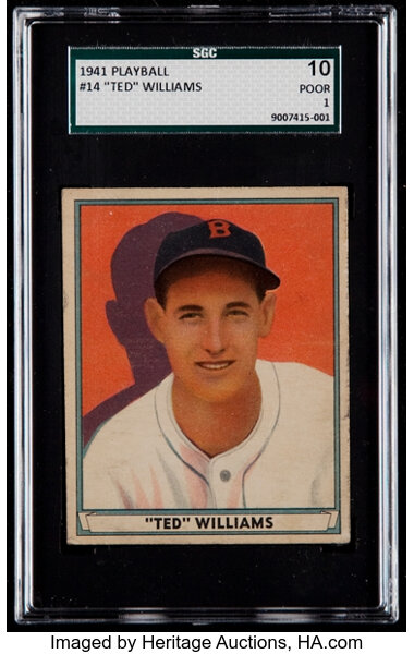 1941 Play Ball Ted Williams #14 SGC 10 Poor 1. Baseball Cards