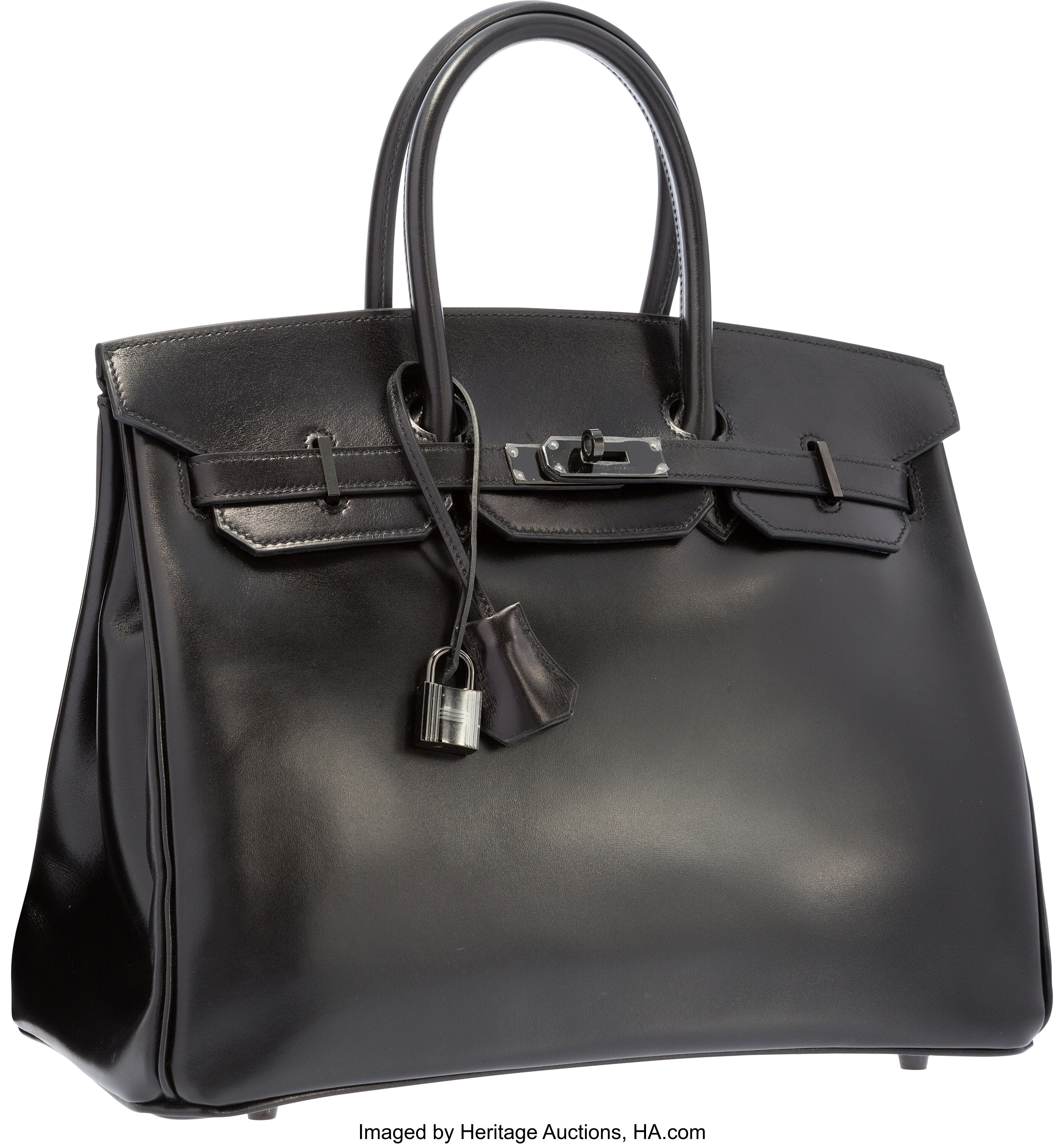 Sold at auction Vintage Black Box Leather Kelly Bag, Hermes