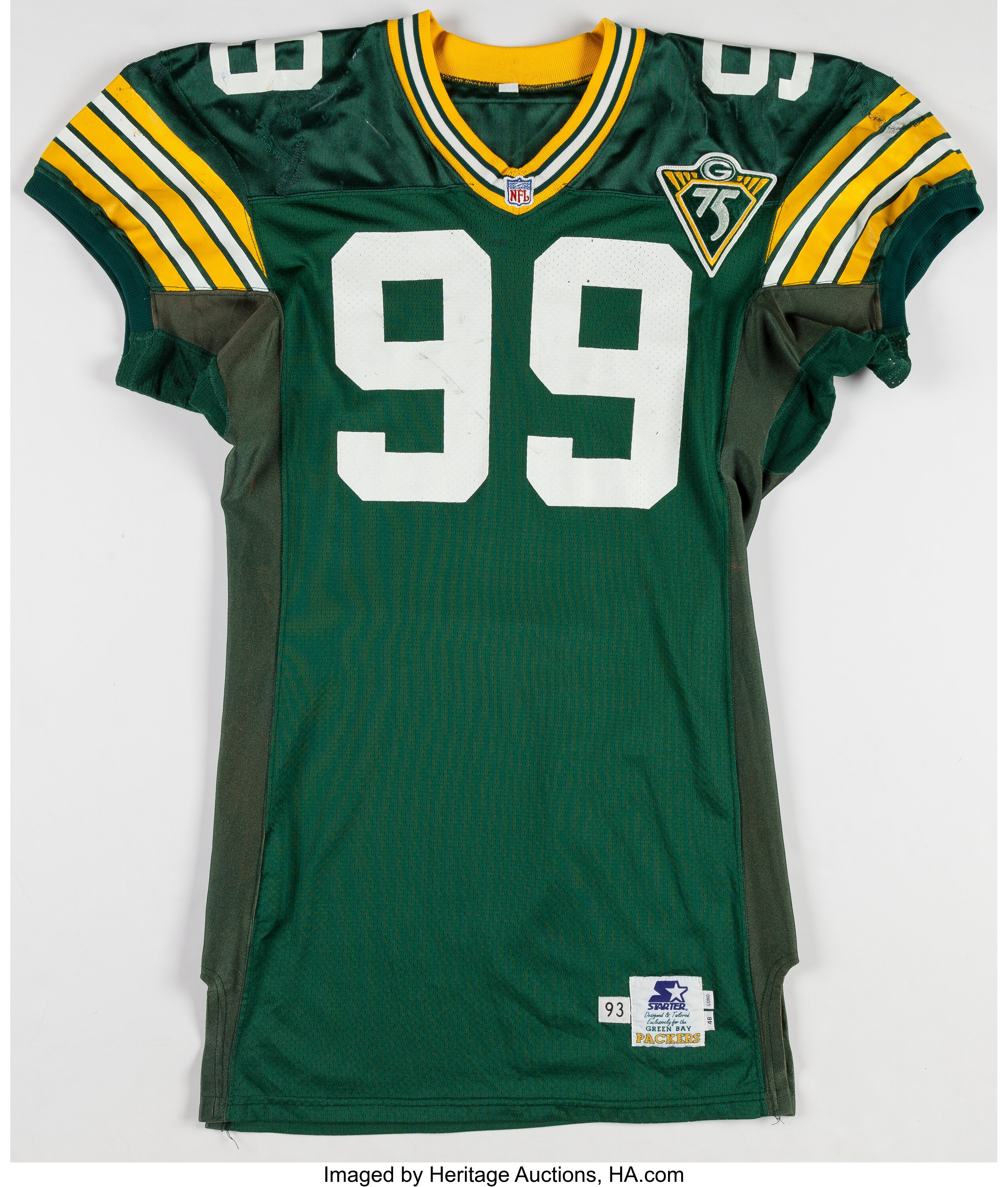 1993 Don Davey Game Worn Green Bay Packers Jersey. Football, Lot #44134