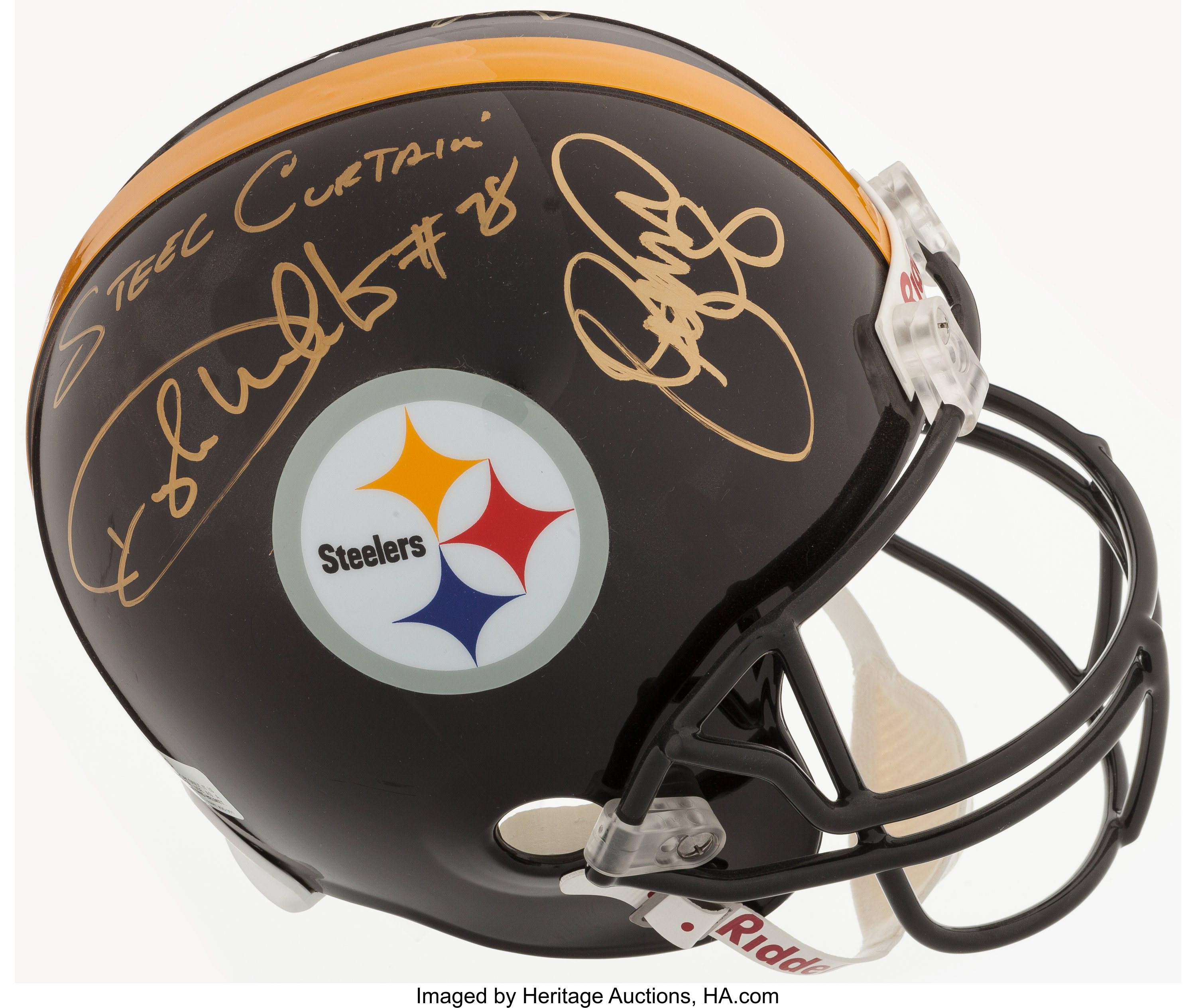 Steel Curtain Multi-Signed Pittsburgh Steelers Miniature Helmet., Lot  #41197