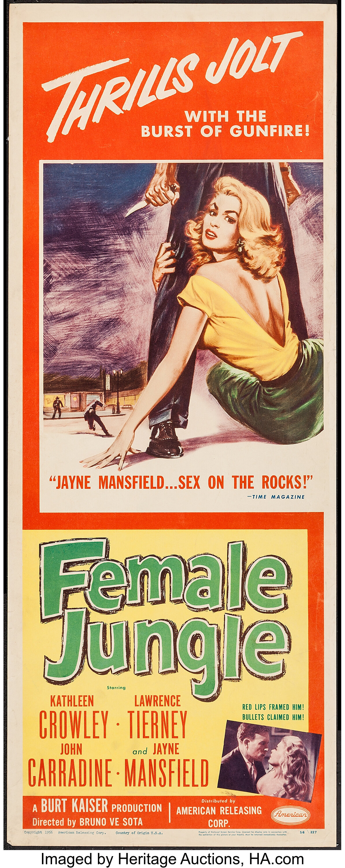 female-jungle-american-releasing-corp-1956-insert-14-x-36-lot-52125-heritage-auctions