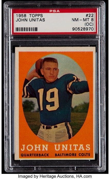 1958 Topps Johnny Unitas #22 PSA NM-MT 8 (OC). Football Cards, Lot  #41106