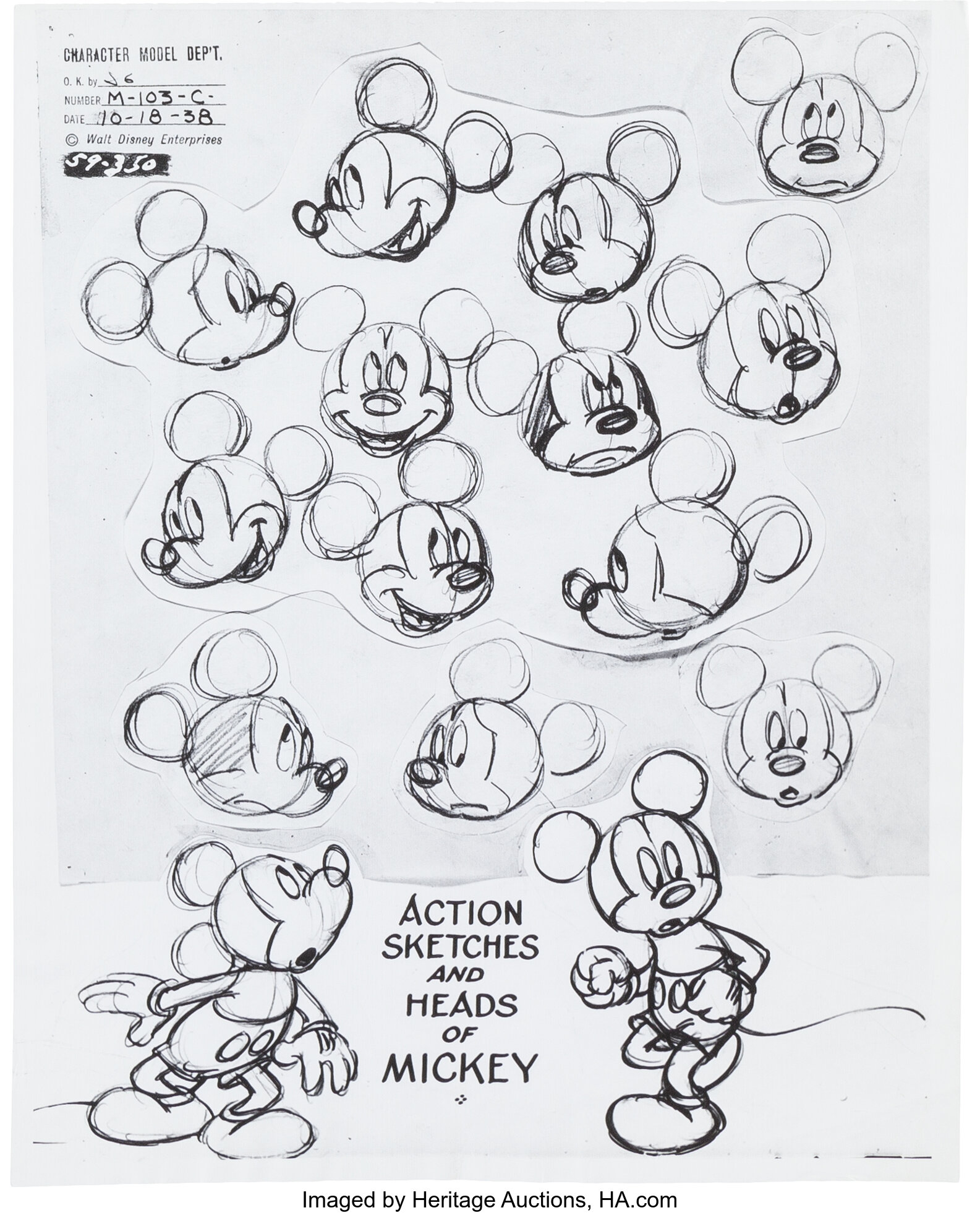 Mickey Mouse and Donald Duck Model Sheet Group of 9 (Walt Disney, | Lot ...