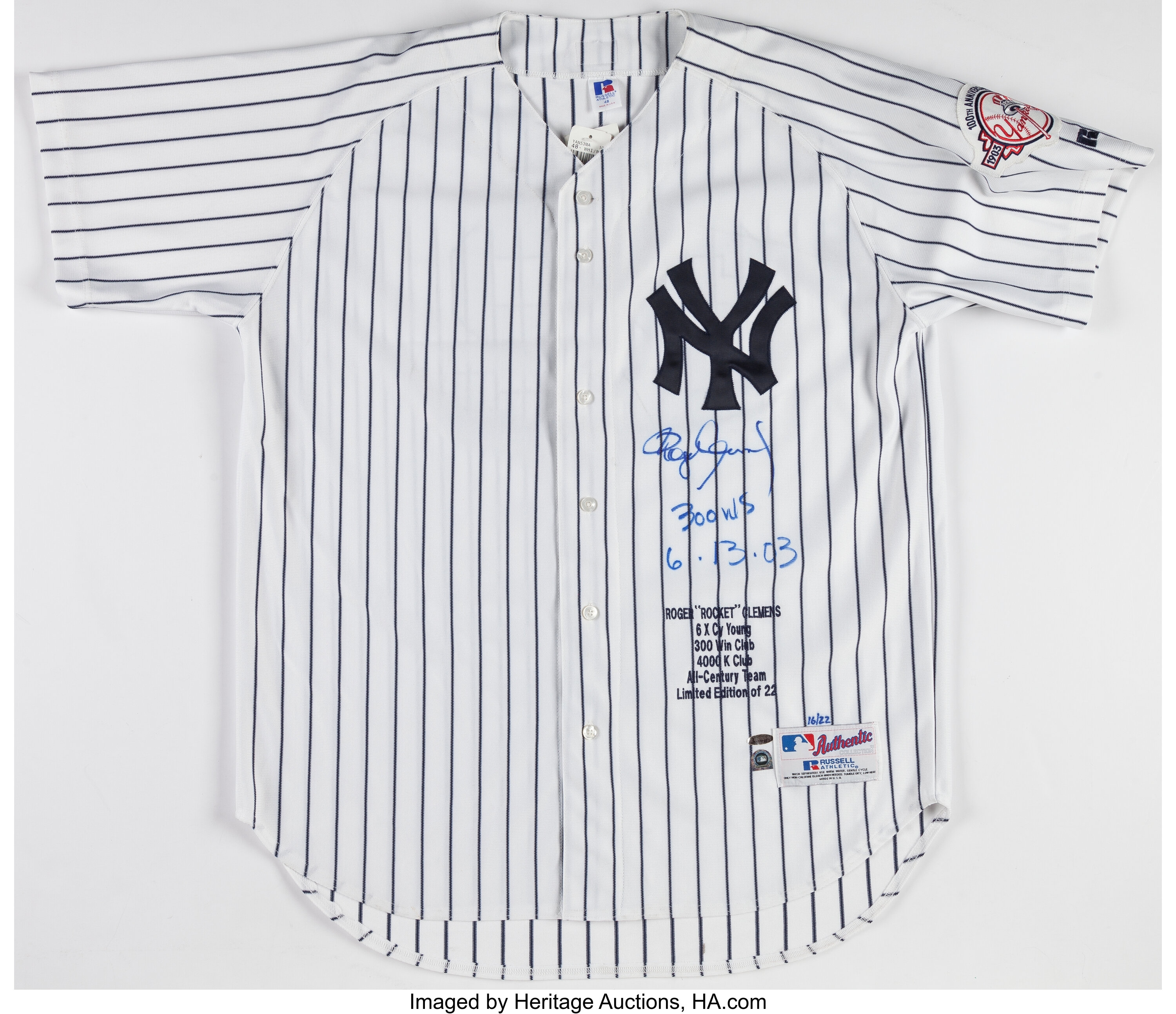 Sold at Auction: ROGER CLEMENS AUTOGRAPHED YANKEES GAME JERSEY