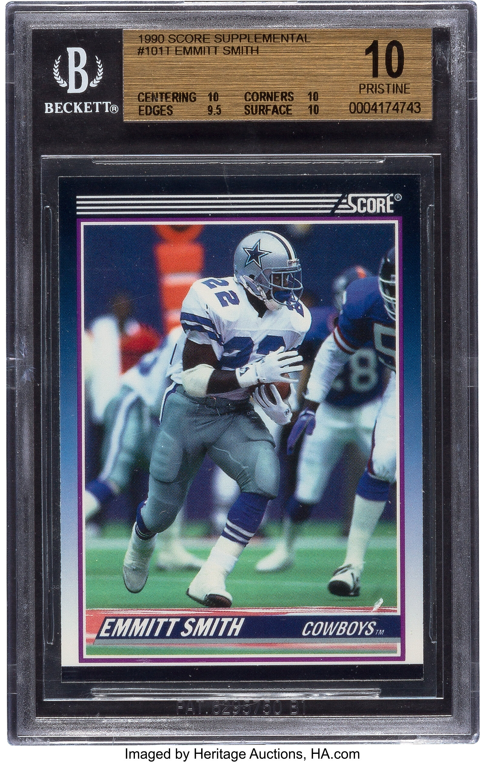 Emmitt Smith Signed 1993 Upper Deck #359 Trading Card Beckett 10