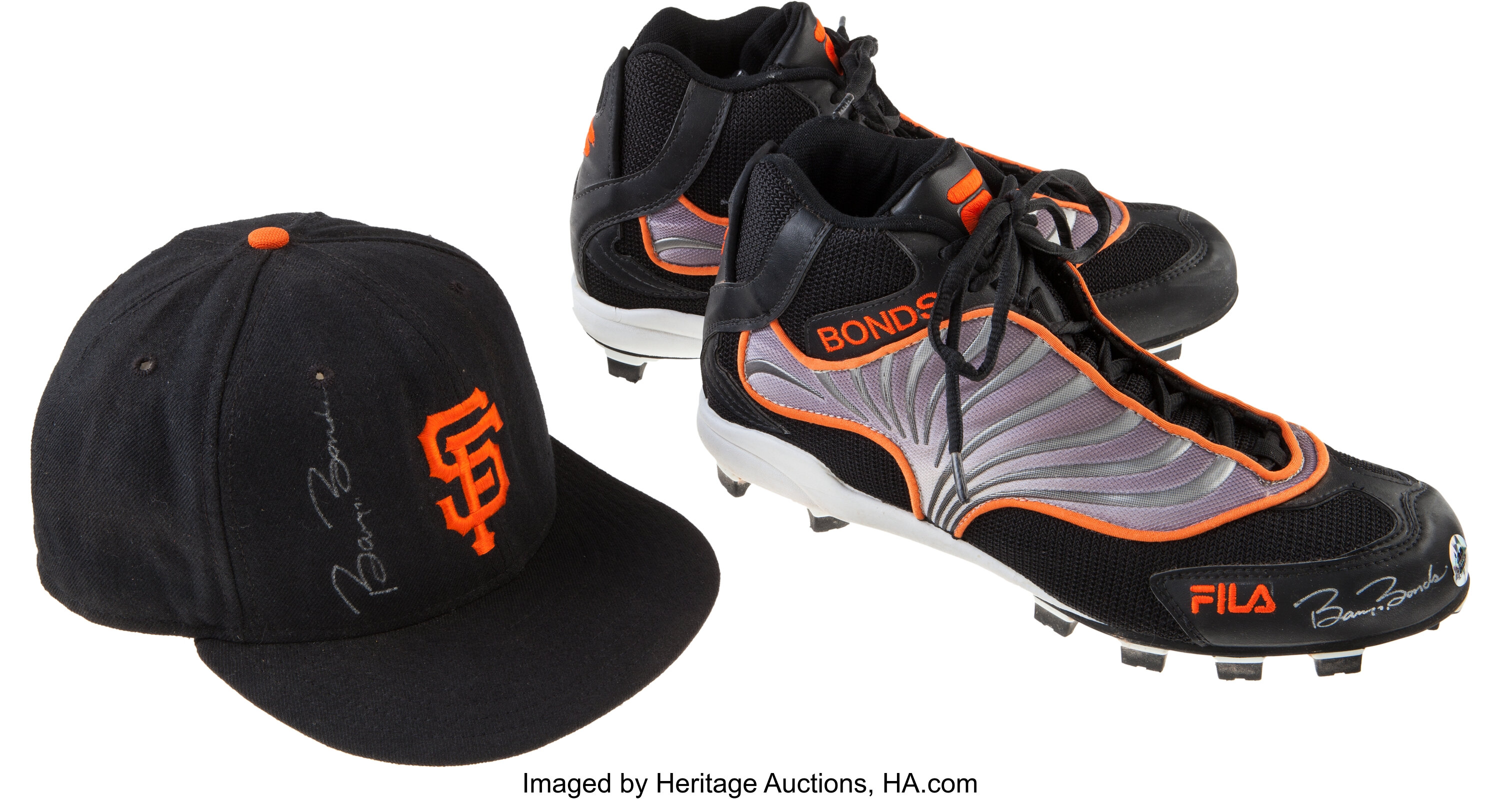 BARRY BONDS SAN FRANCISCO GIANTS SIGNED GAME ISSUE FILA TURF SHOE CLEAT  BECKETT