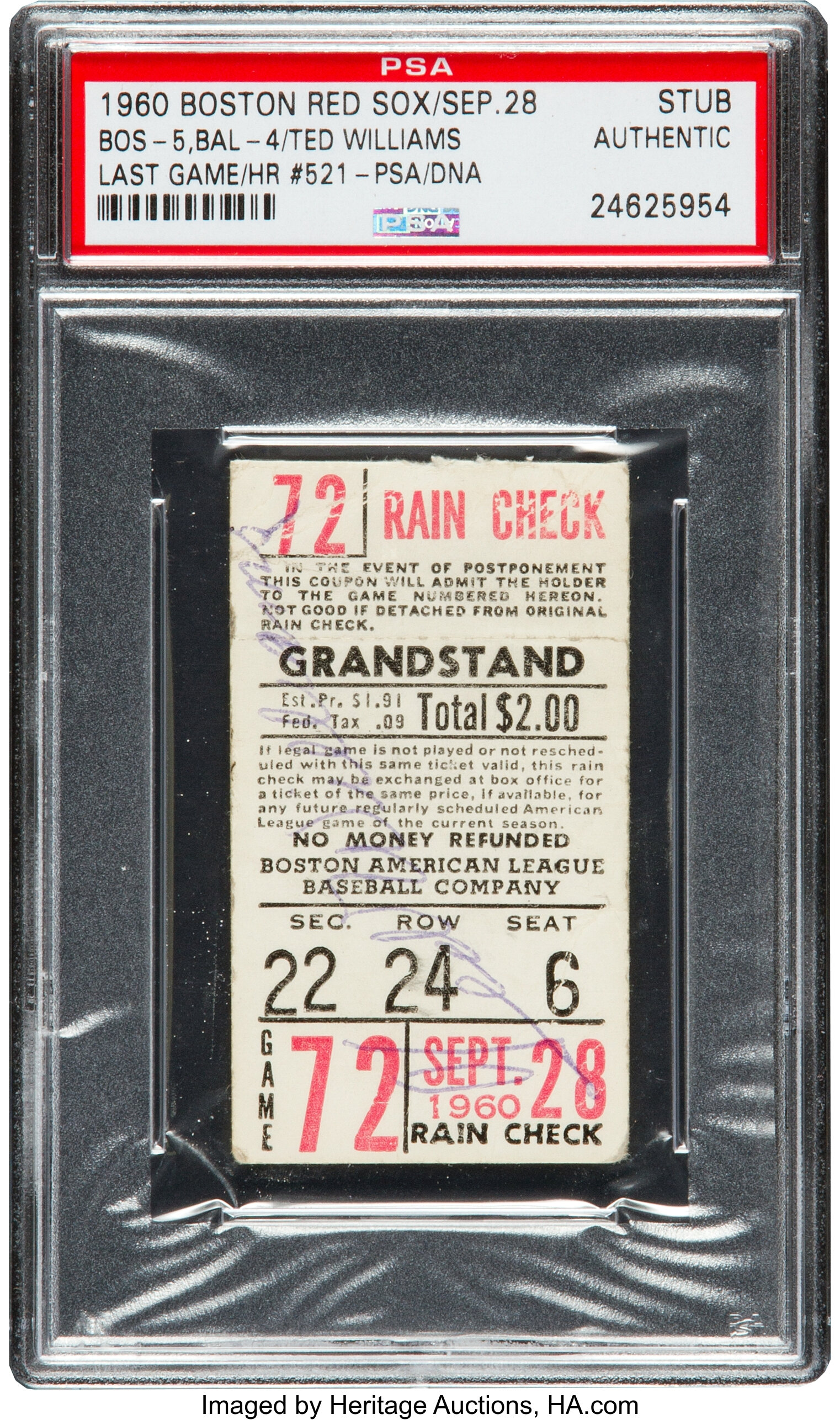 Ted Williams Signed Check (PSA Encapsulated)