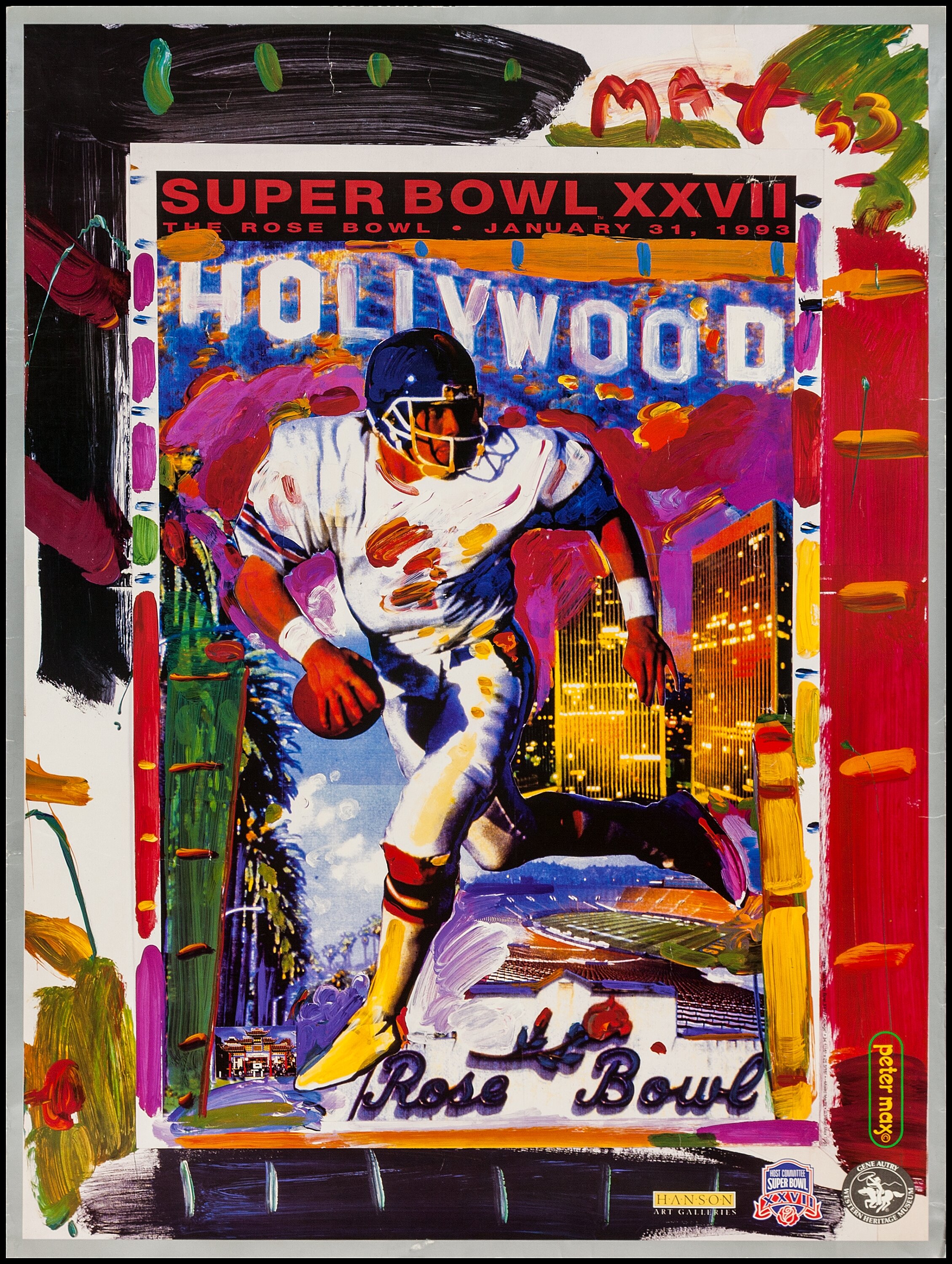 1993 Super Bowl XXVII Ticket Poster Rose Bowl Pasadena