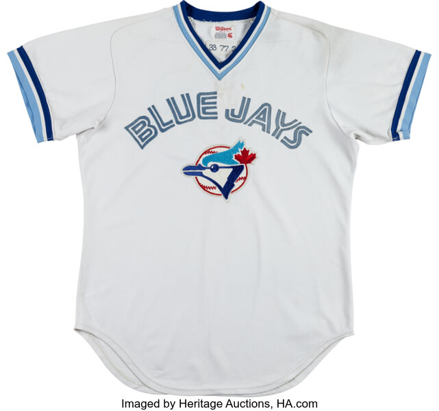 TORONTO BLUE JAYS vtg med ringer baseball jersey 1977 logo Canada V-neck