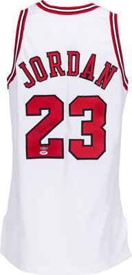 Lot Detail - 1996-97 Michael Jordan Game Used and Signed/Inscribed Chicago  Bulls Road Jersey (Bulls LOA, MEARS A10 & PSA/DNA)
