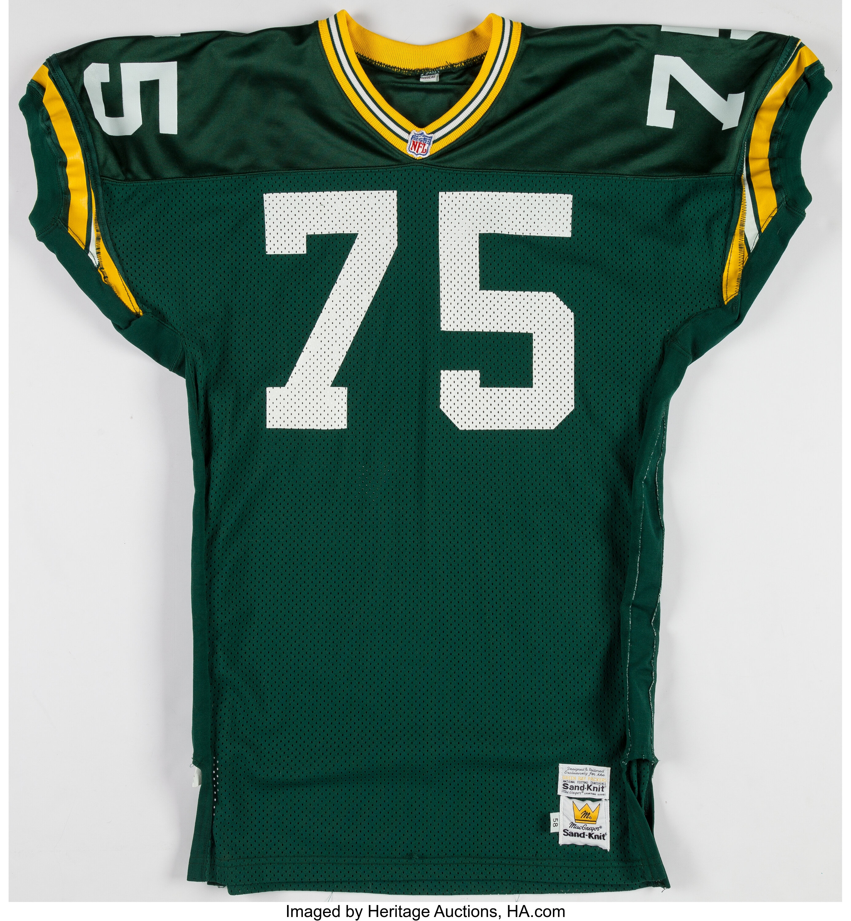 1992 Ken Ruettgers Game Worn, Signed Green Bay Packers Jersey and, Lot  #42170