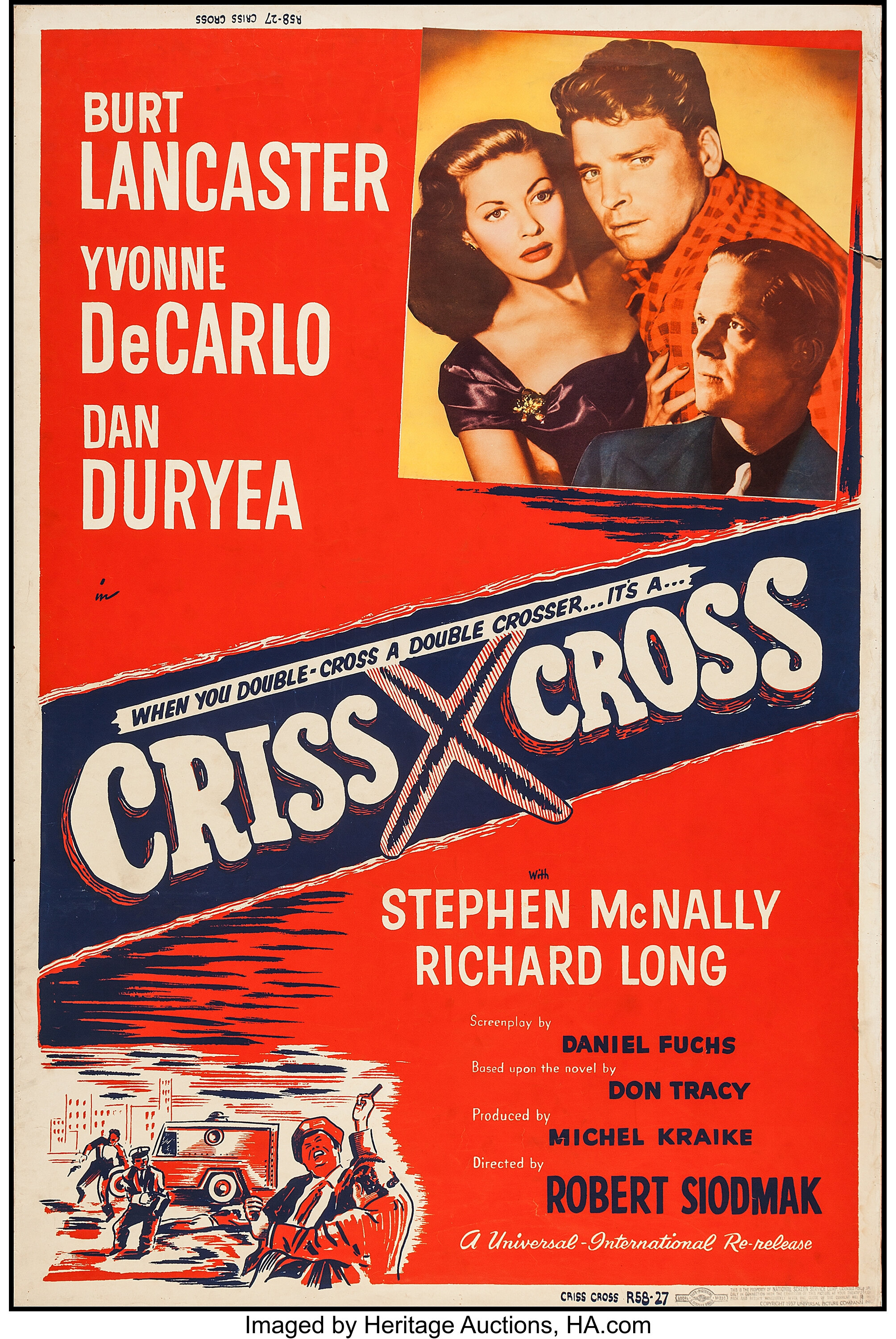 Criss Cross (Universal International, R-1958). Silk Screen Poster, Lot  #53095