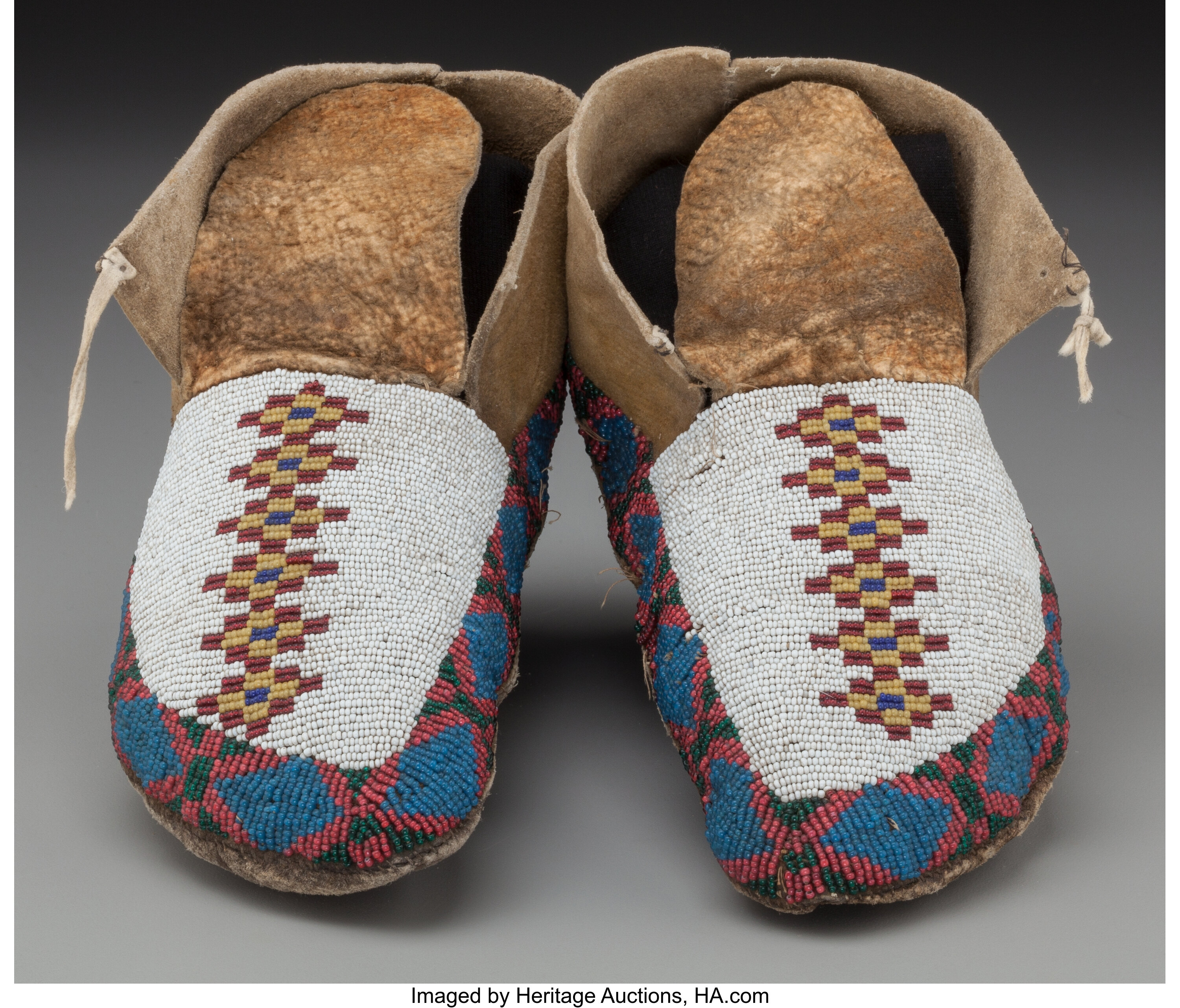 A Pair of Blackfoot Beaded Hide Moccasins. c. 1890... (Total: 2 ) | Lot ...