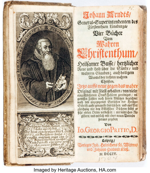 Johann Arndt Vier Bucher Vom Wahren Christentum Leipzig Joh Lot 91074 Heritage Auctions