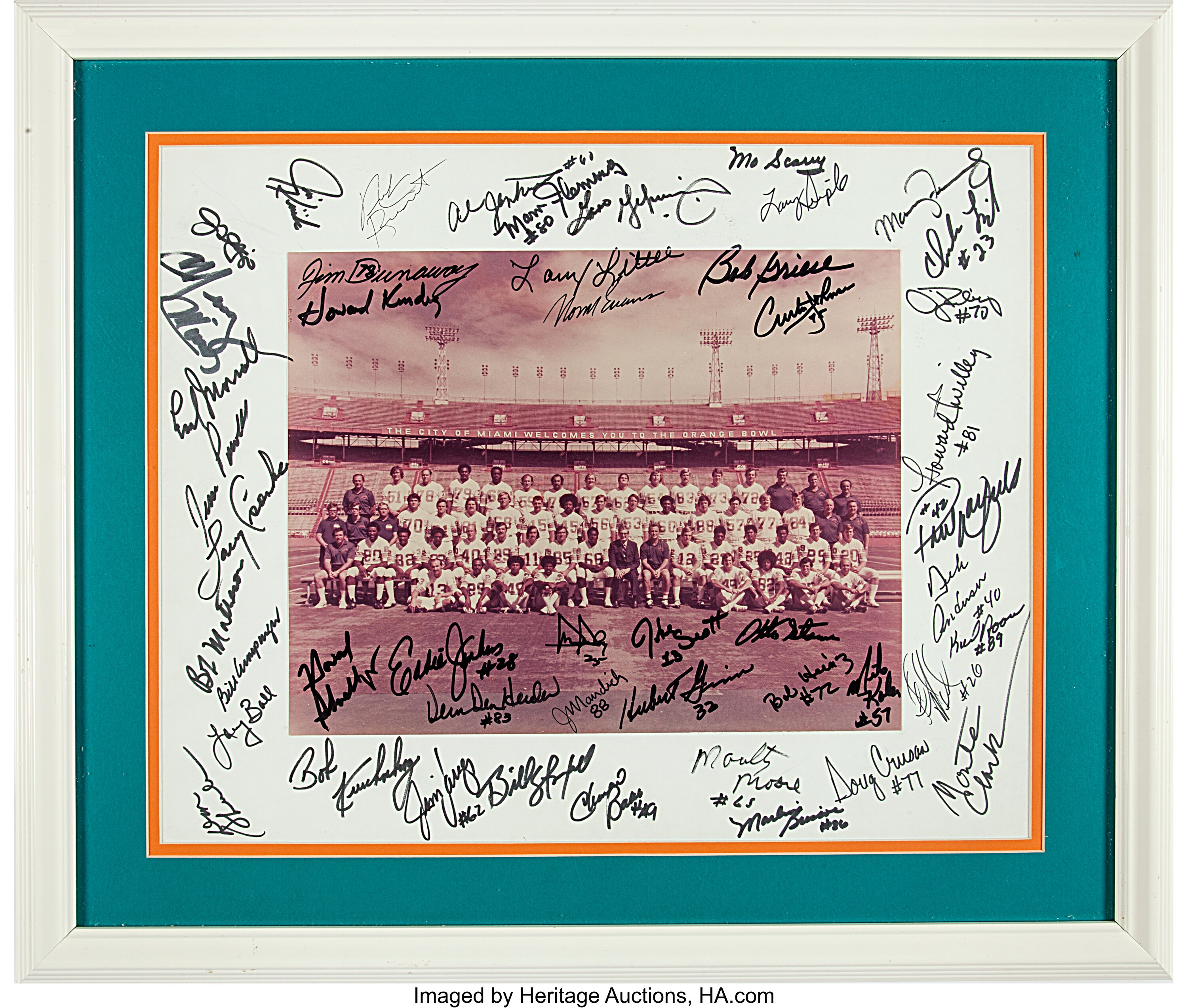 1972 Miami Dolphins Team Signed Vintage Photograph and Matte