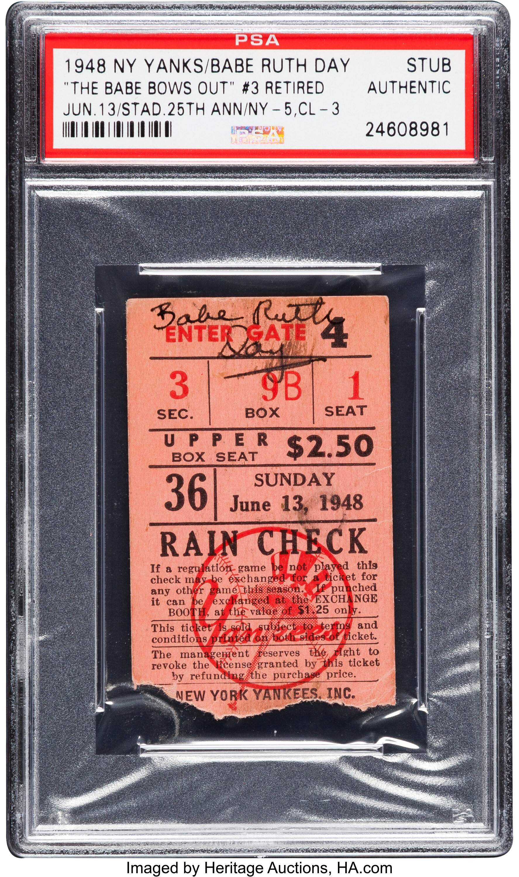 Babe Ruth's No 3 is retired, 06/13/1948