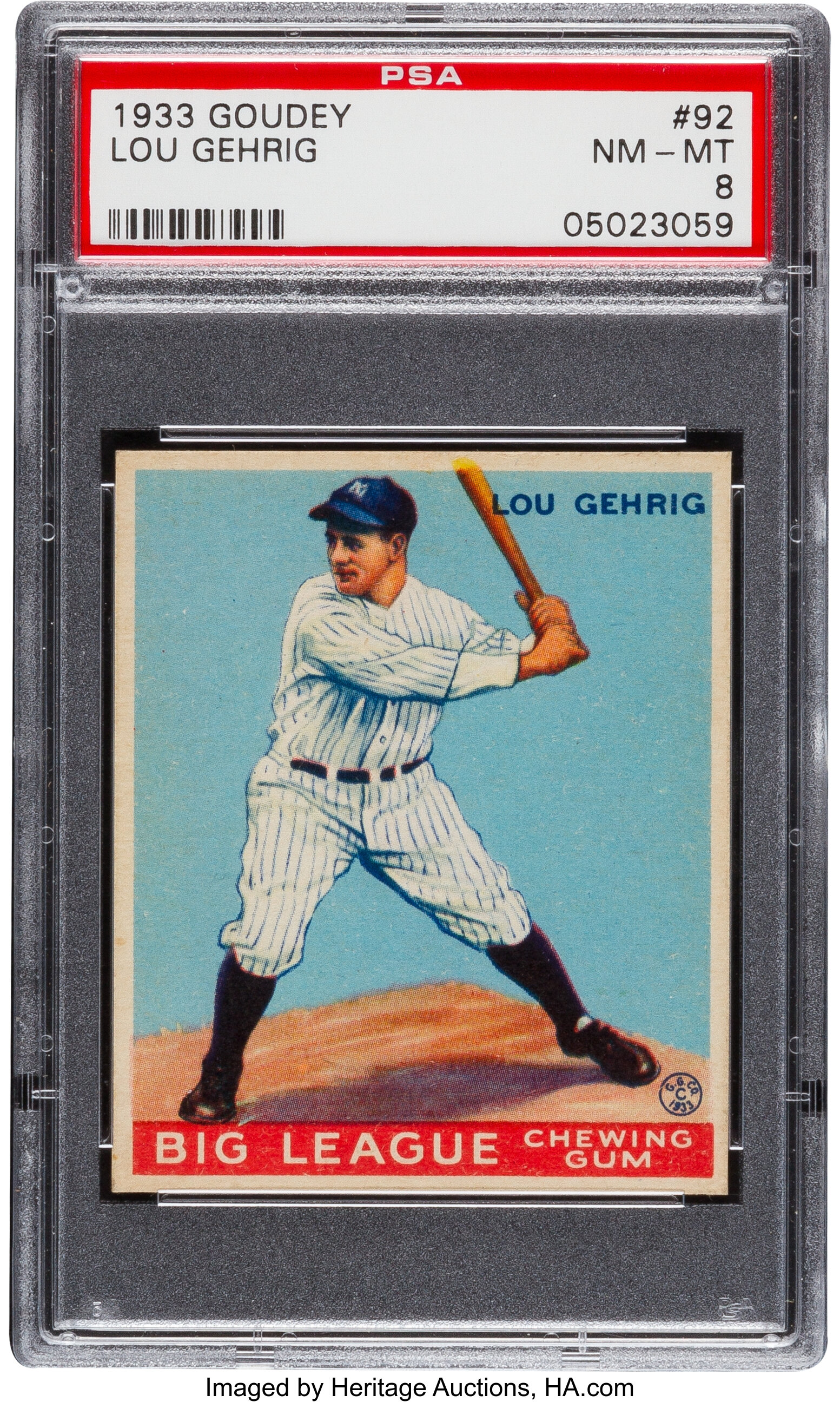 Sold at Auction: 1933 No. 92 Goudey Lou Gehrig Card No. 92.