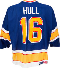 1990-91 Brett Hull Game Worn St. Louis Blues Jersey.  Hockey, Lot  #13678