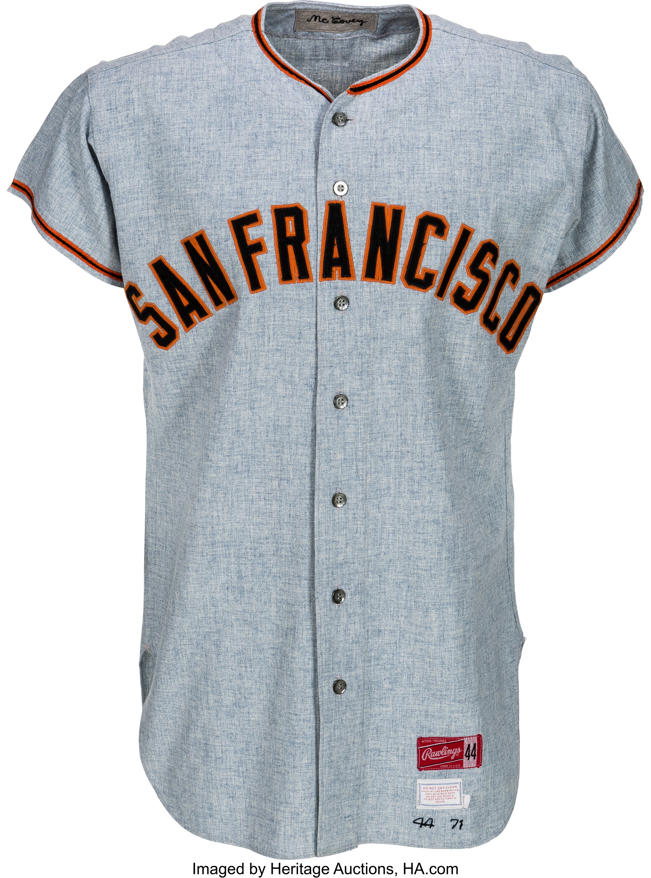 1970 Willie McCovey Game Worn San Francisco Giants Jersey, MEARS, Lot  #80012