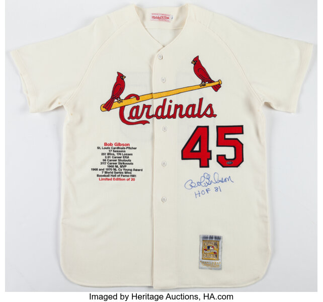 Bob Gibson Signed St. Louis Cardinals Flannel Jersey. Baseball, Lot  #44091