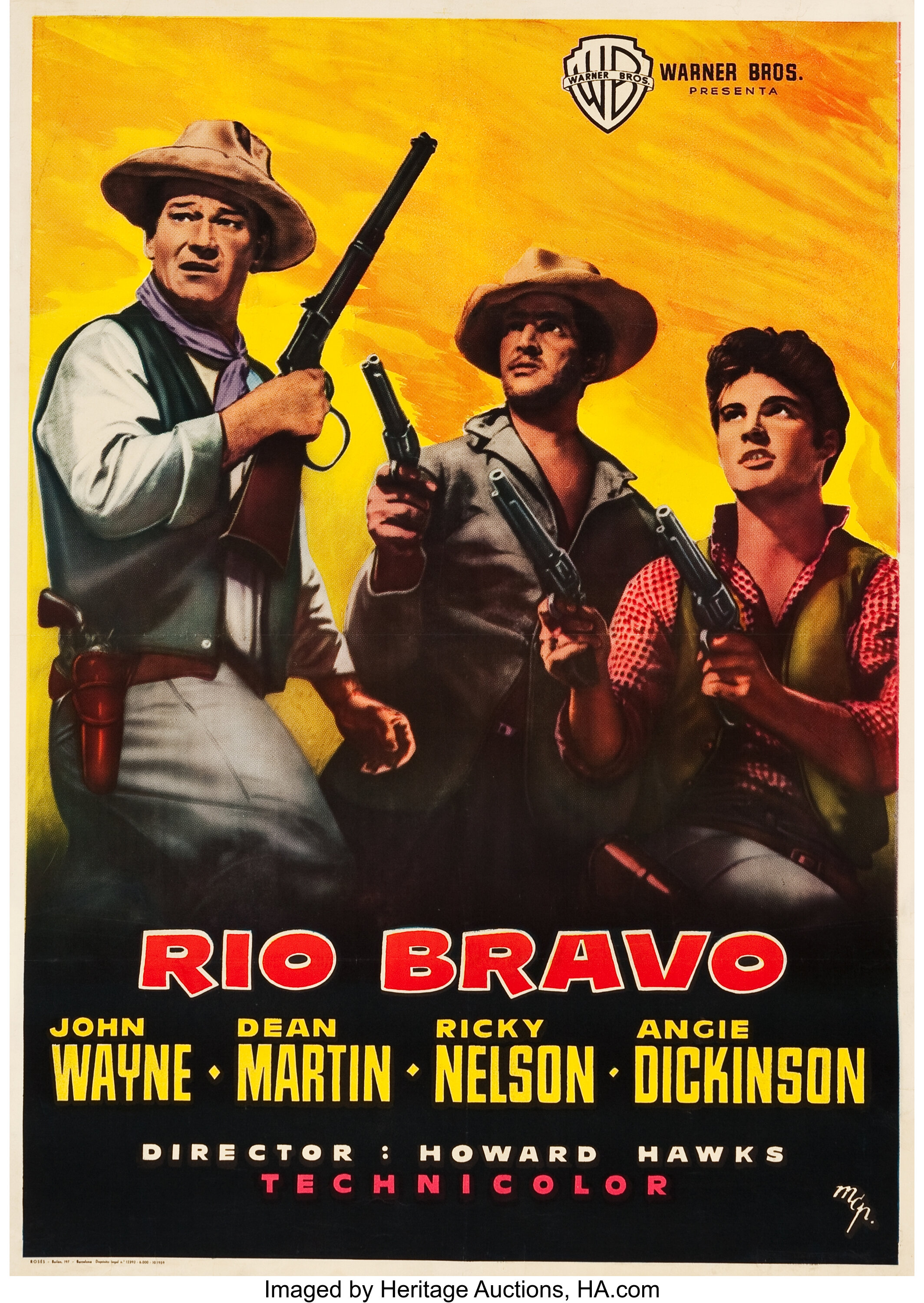 Rio Bravo Warner Brothers 1959 Spanish One Sheet 27 5 X Lot Heritage Auctions