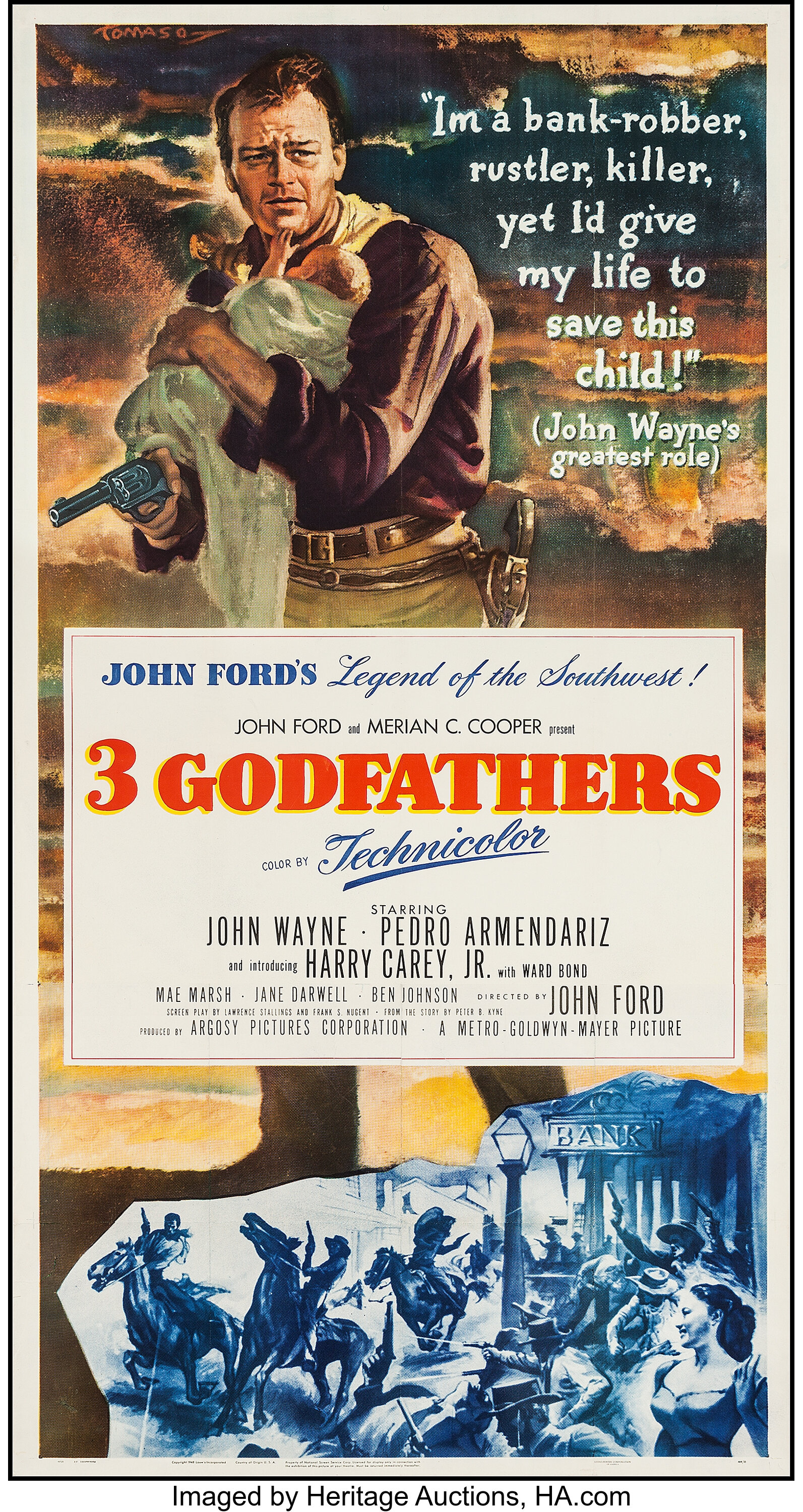 Sold at Auction: Harry Carey Jr. signed 3 Godfathers movie photo