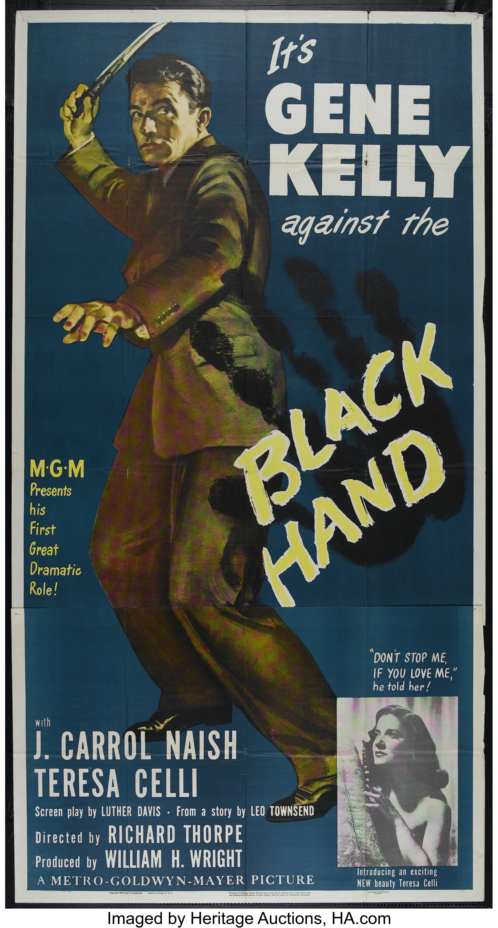 Black Hand Mgm 1950 Three Sheet 41 X 81 Crime Directed By Lot Heritage Auctions