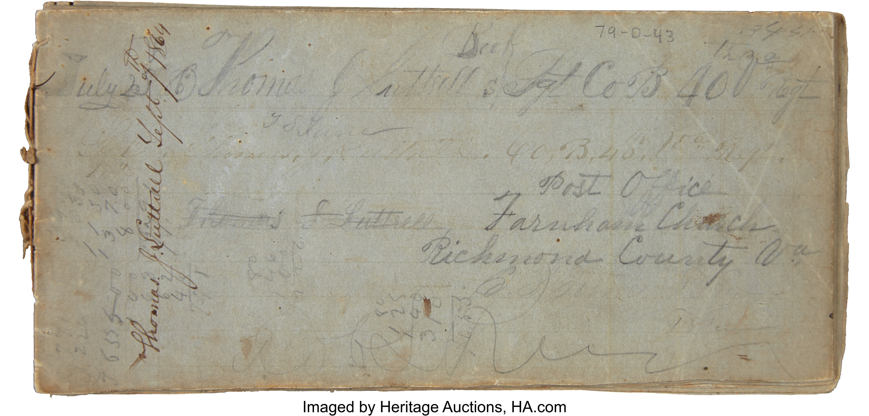 [Gettysburg]. Confederate Diary of Thomas J. Luttrell of Company | Lot ...