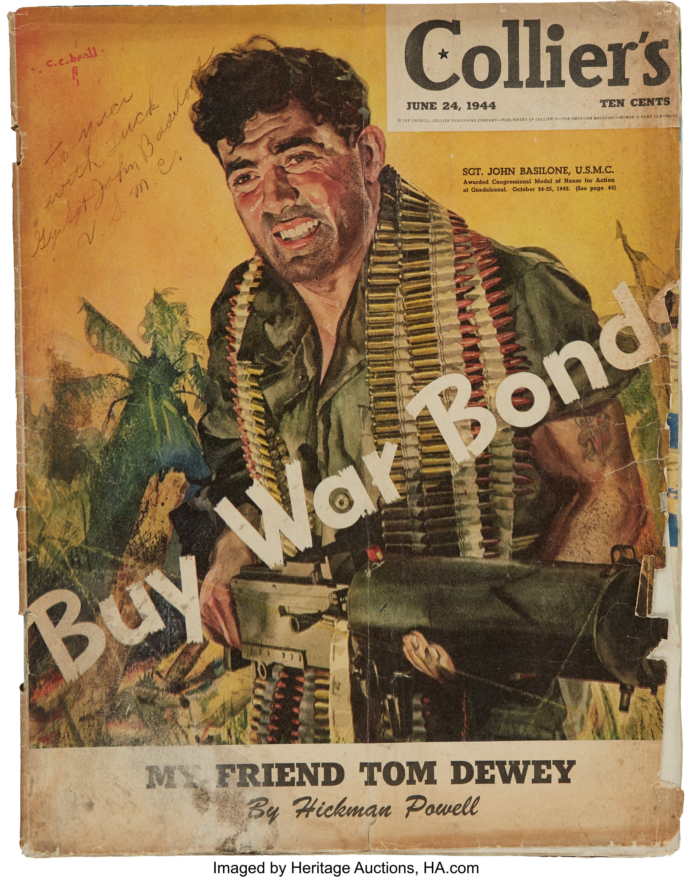 John Basilone, Medal of Honor Recipient, Inscribed and Signed Lot 49176 Heritage Auctions