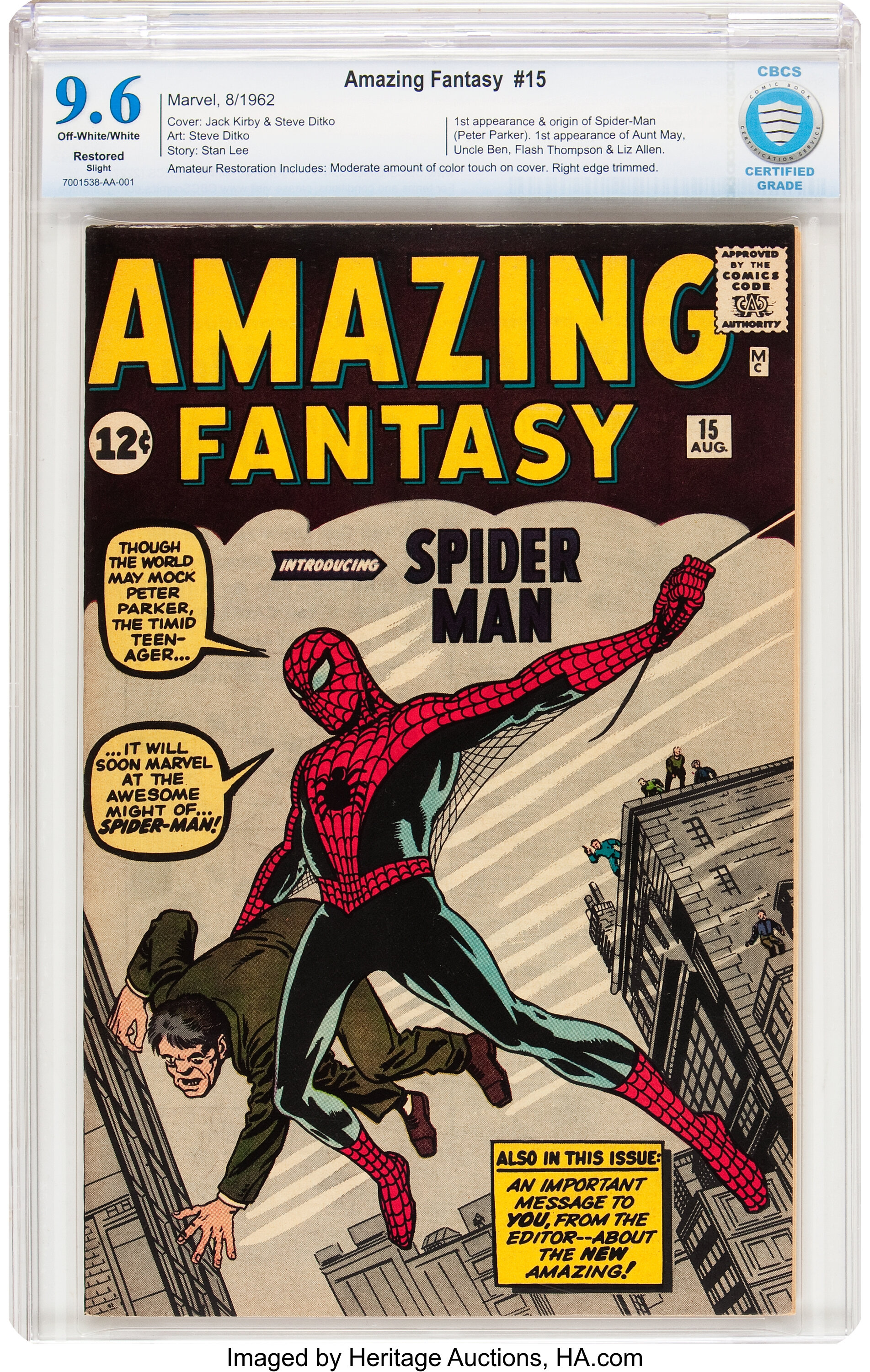 One-of-a-Kind Amazing Fantasy #15 Comic Panel Card Certified by CGC Trading  Cards