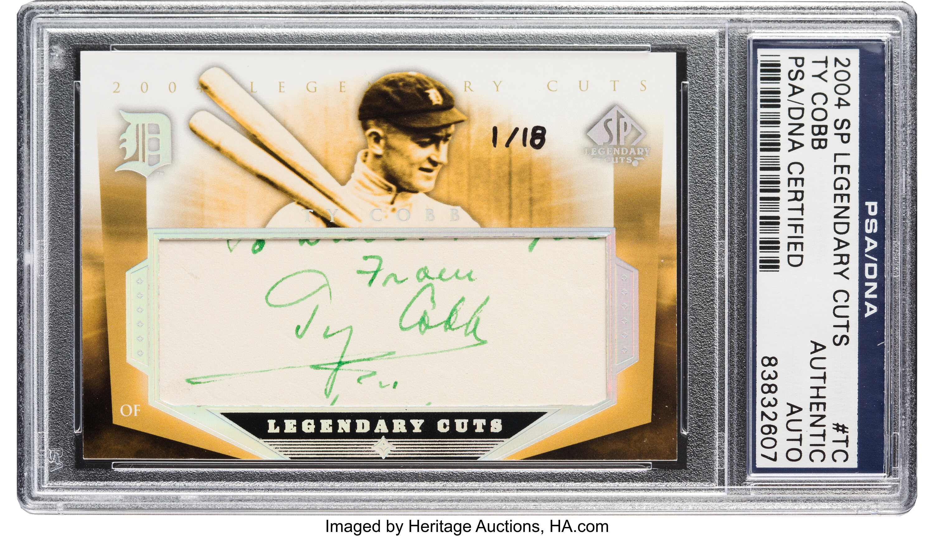 Ty Cobb Autographed Trading Cards, Signed Ty Cobb Inscripted Trading Cards