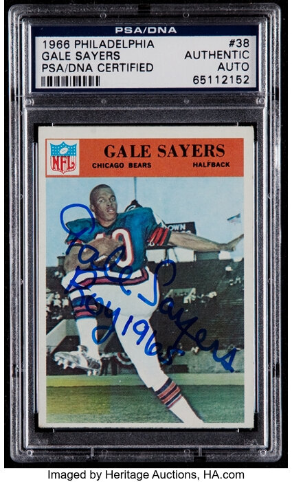 Signed 1966 Philadelphia Gale Sayers Rookie Card #38 PSA/DNA, Lot #42178