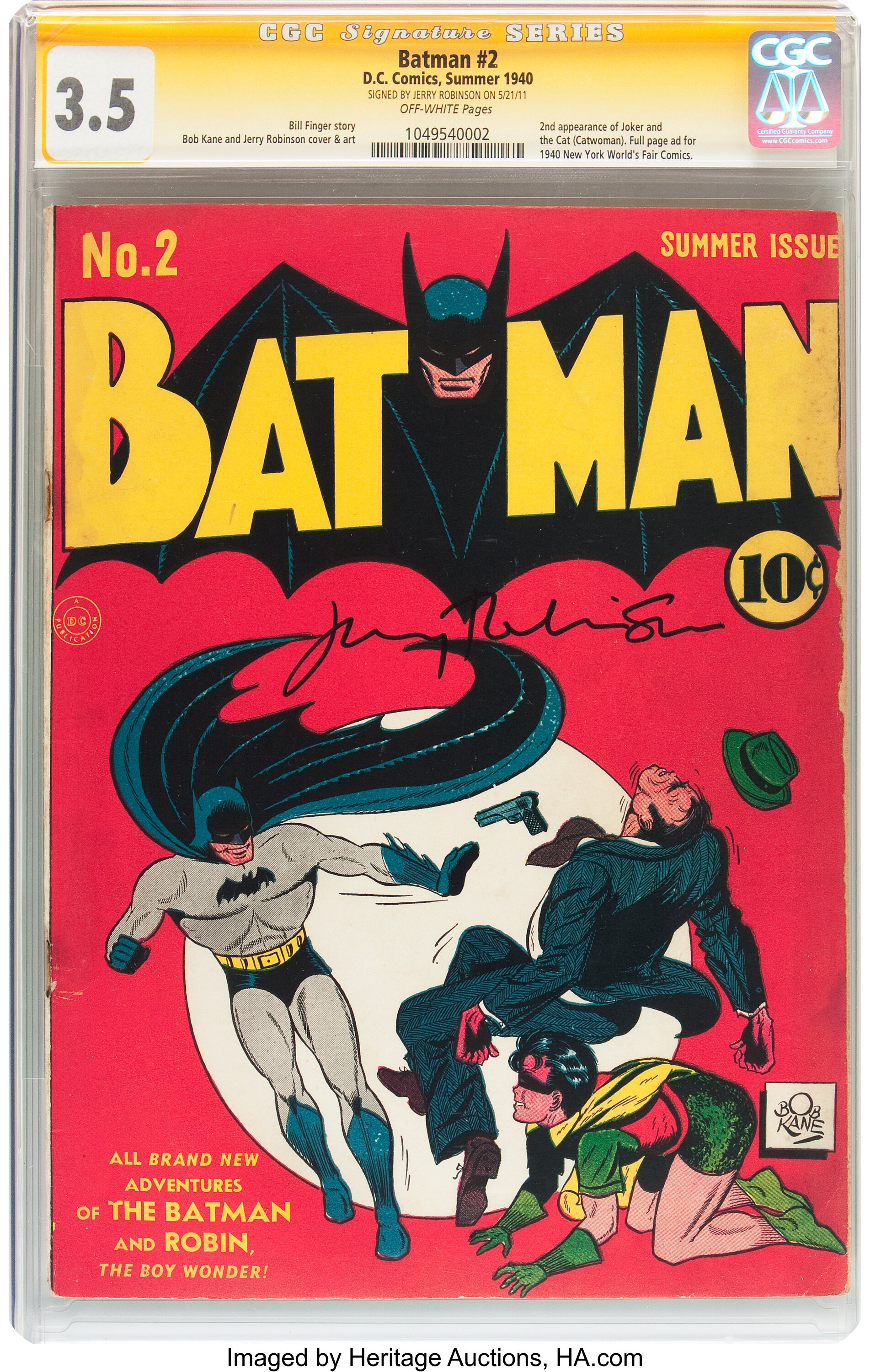 Batman #2 Signature Series (DC, 1940) CGC VG- 3.5 Off-white | Lot