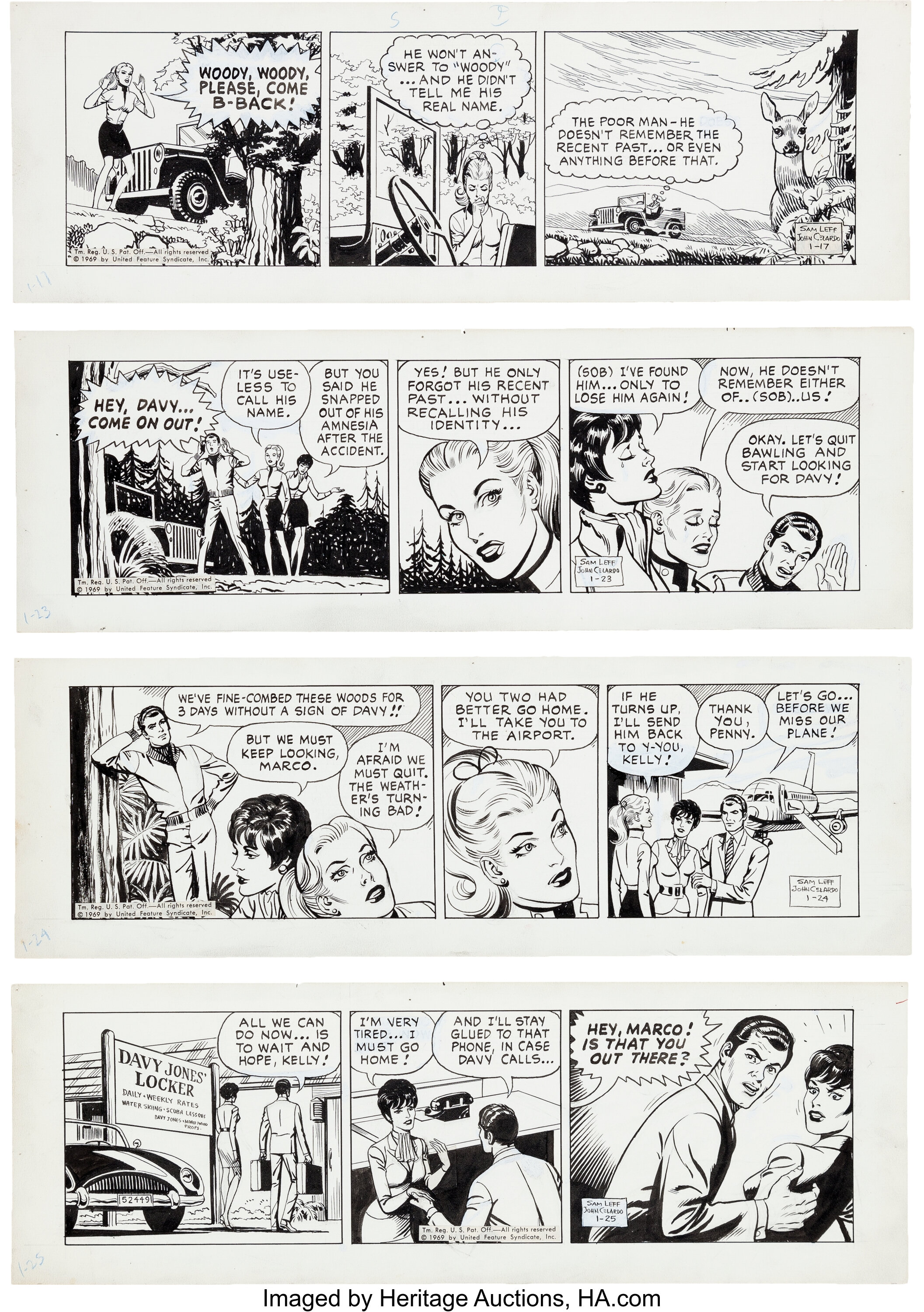 Sam Leff and John Celardo Davy Jones Daily Comic Strip Original Art ...