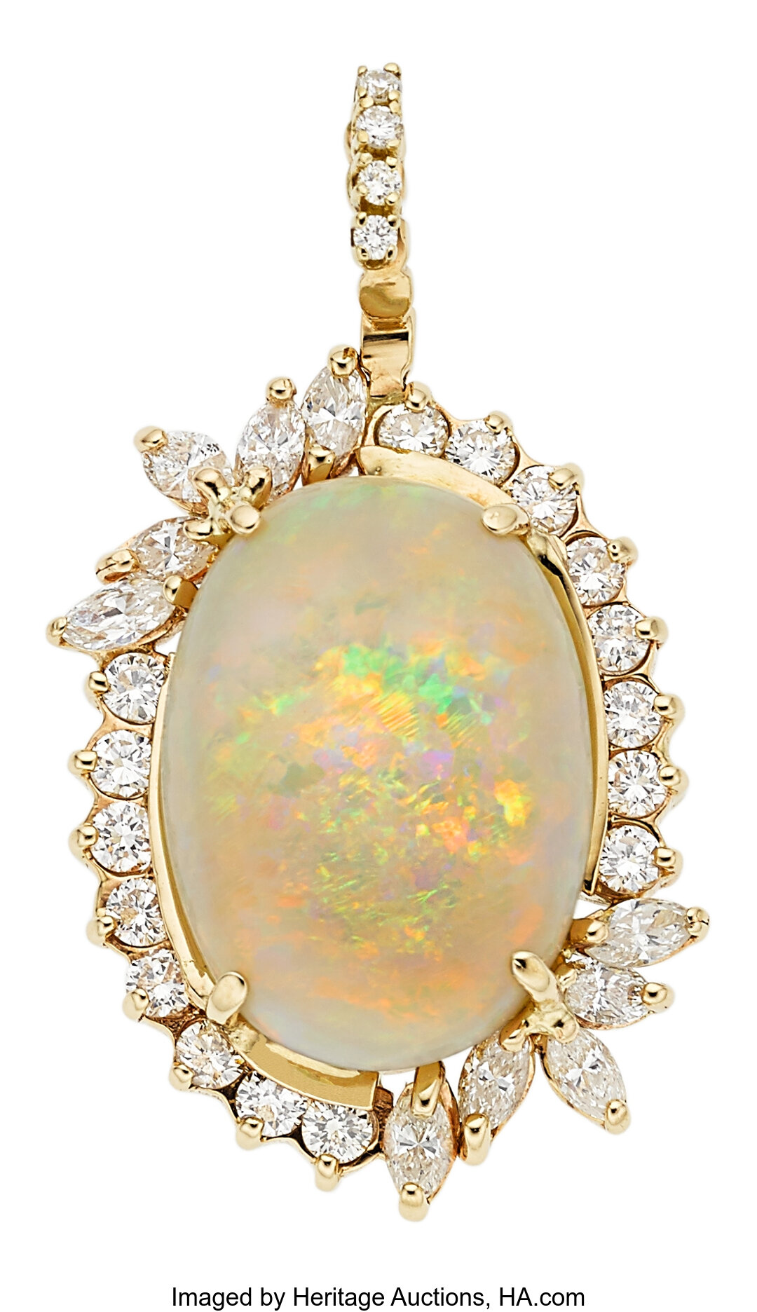 Opal, Diamond, Gold Pendant. Estate Jewelry Pendants and | Lot