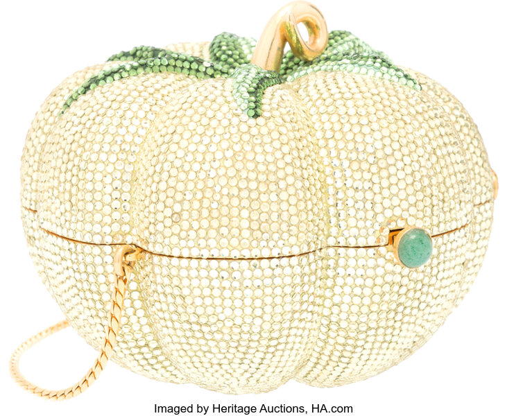 Judith Leiber Rare Tomato Full Bead Minaudiere Evening Bag