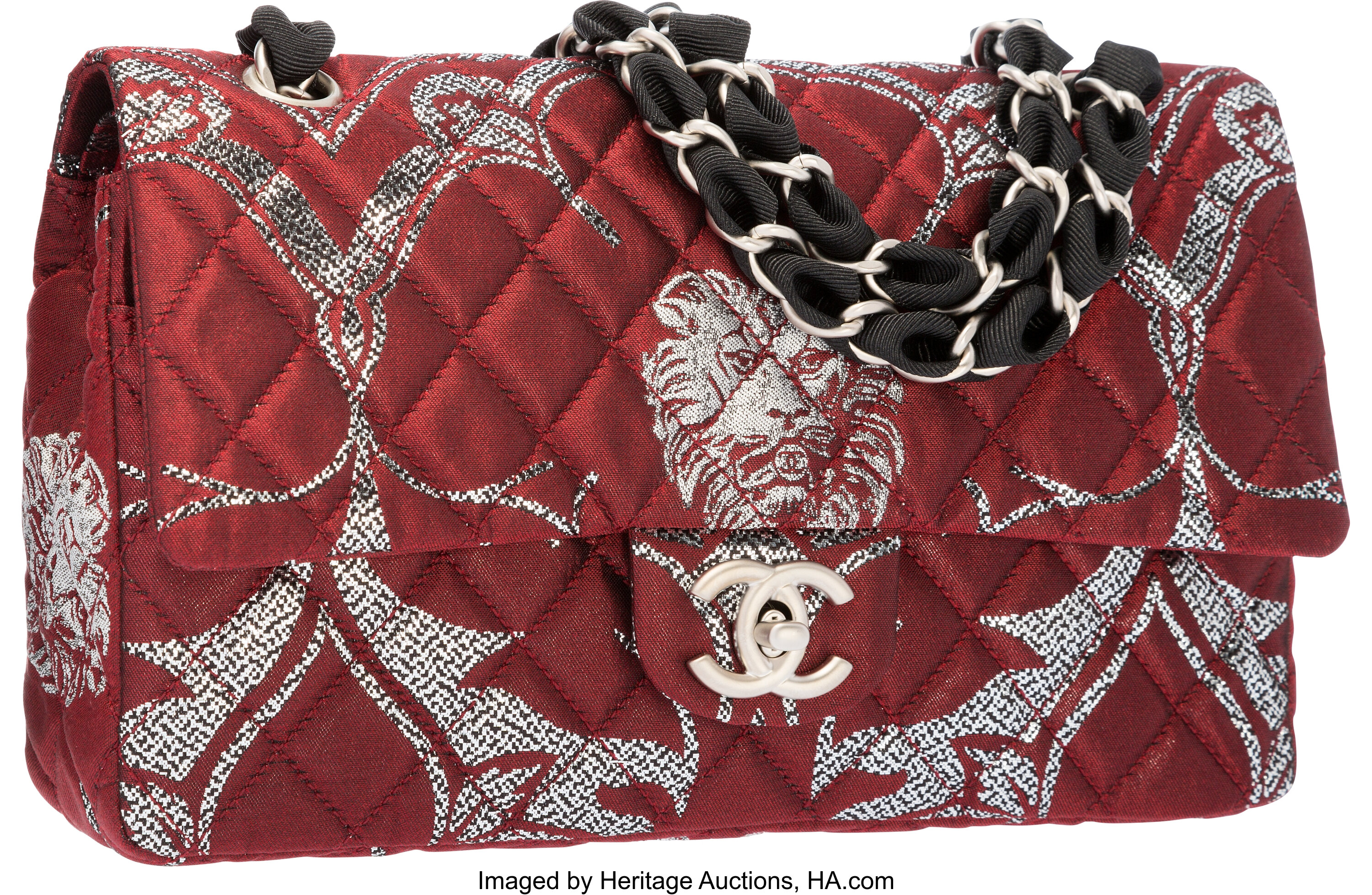 Chanel Limited Edition Paris-Moscow Red & Silver Brocade Medium