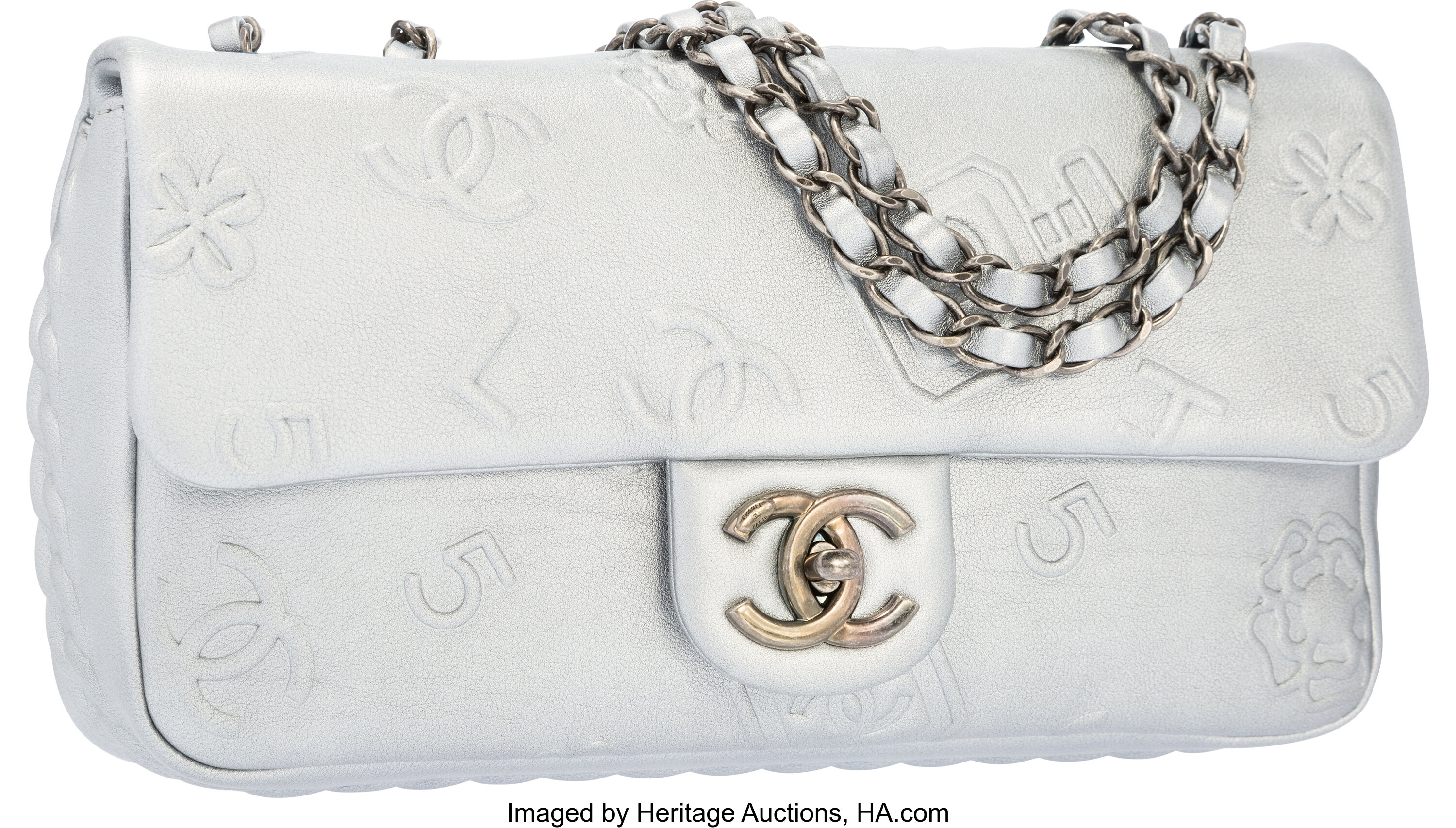 Sold at Auction: Chanel Metallic Lambskin & Clear Vinyl Handbag