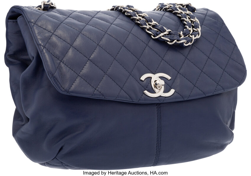 Chanel Blue Quilted Lambskin Leather Half Moon Flap Bag with