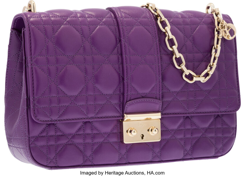 Sold at Auction: Christian Dior Lady Dior Purple Leather Wallet