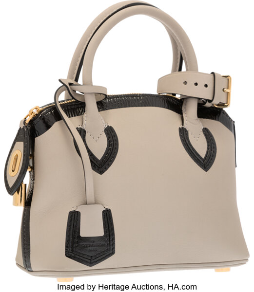 Louis Vuitton Gray & Black Leather Cuir Obsession Lockit BB Bag