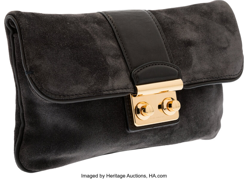 Louis Vuitton Black Suede & Leather Sofia Coppola Slim Clutch MM, Lot  #58325