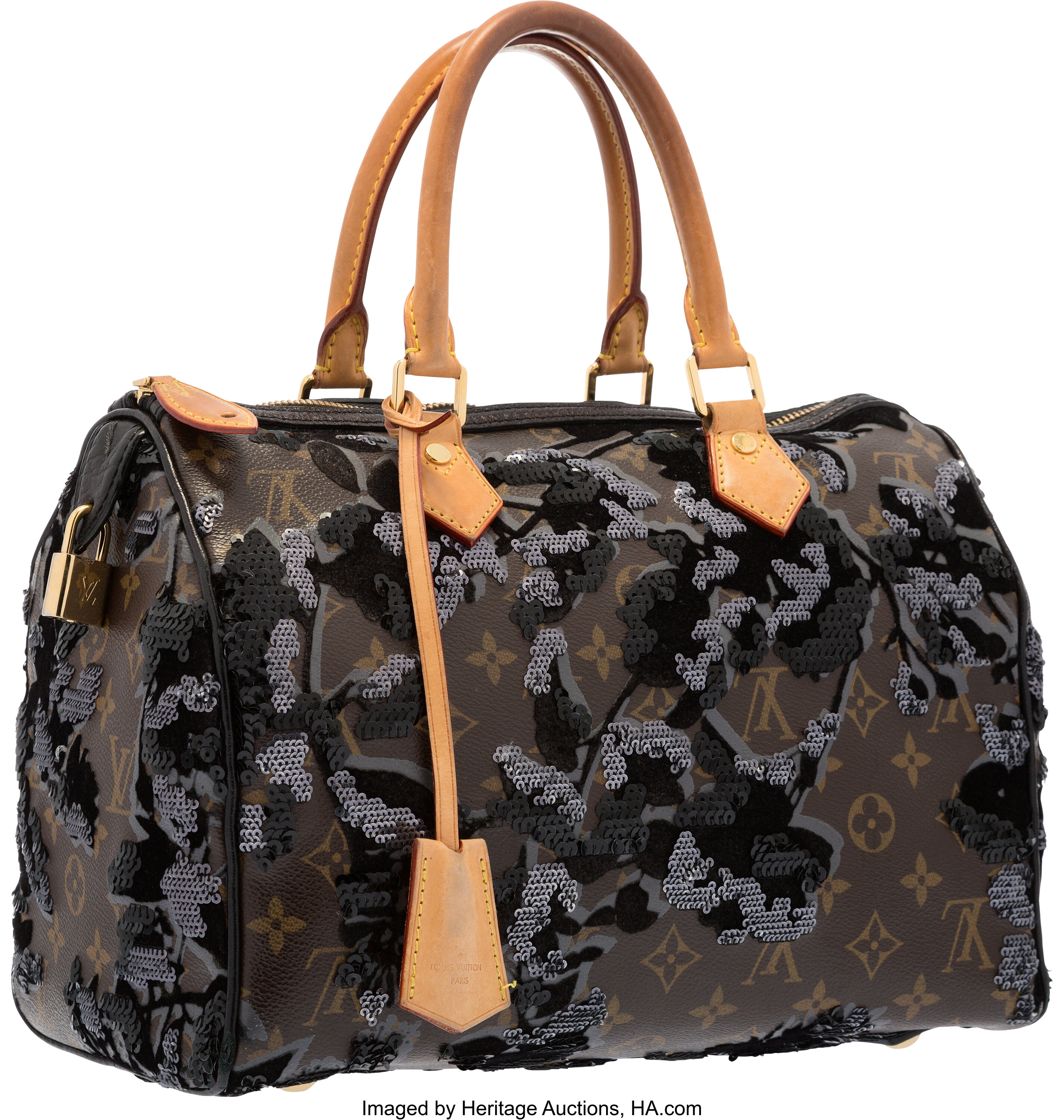 LOUIS VUITTON Speedy 30 Monogram Fleur De Jais Sequins Satchel Bag