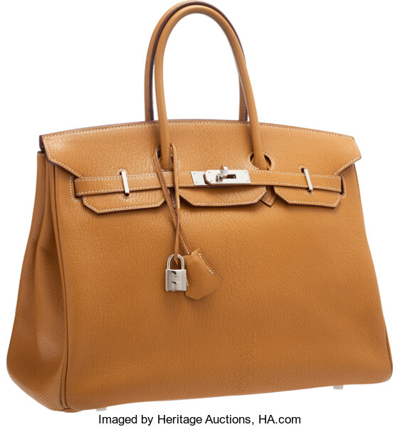 Hermes 35cm Sable Ardennes Leather Birkin Bag with Gold Hardware., Lot  #58164