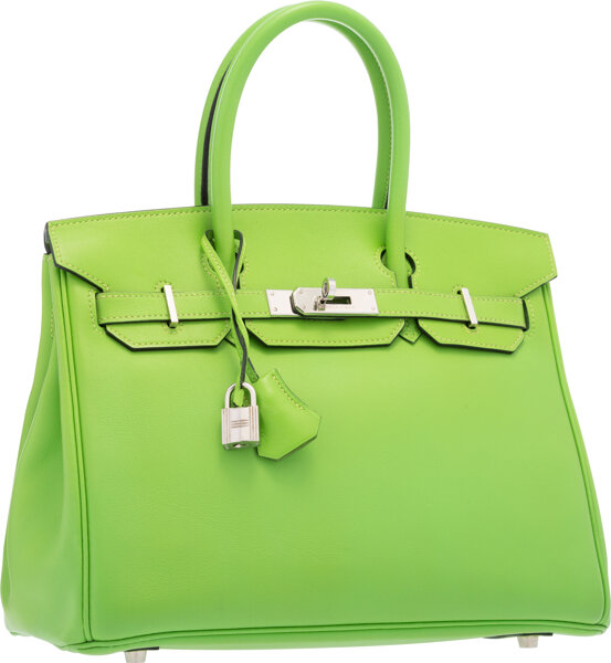 Hermes Apple Green Swift Leather Palladium Hardware Birkin 25 Bag Hermes